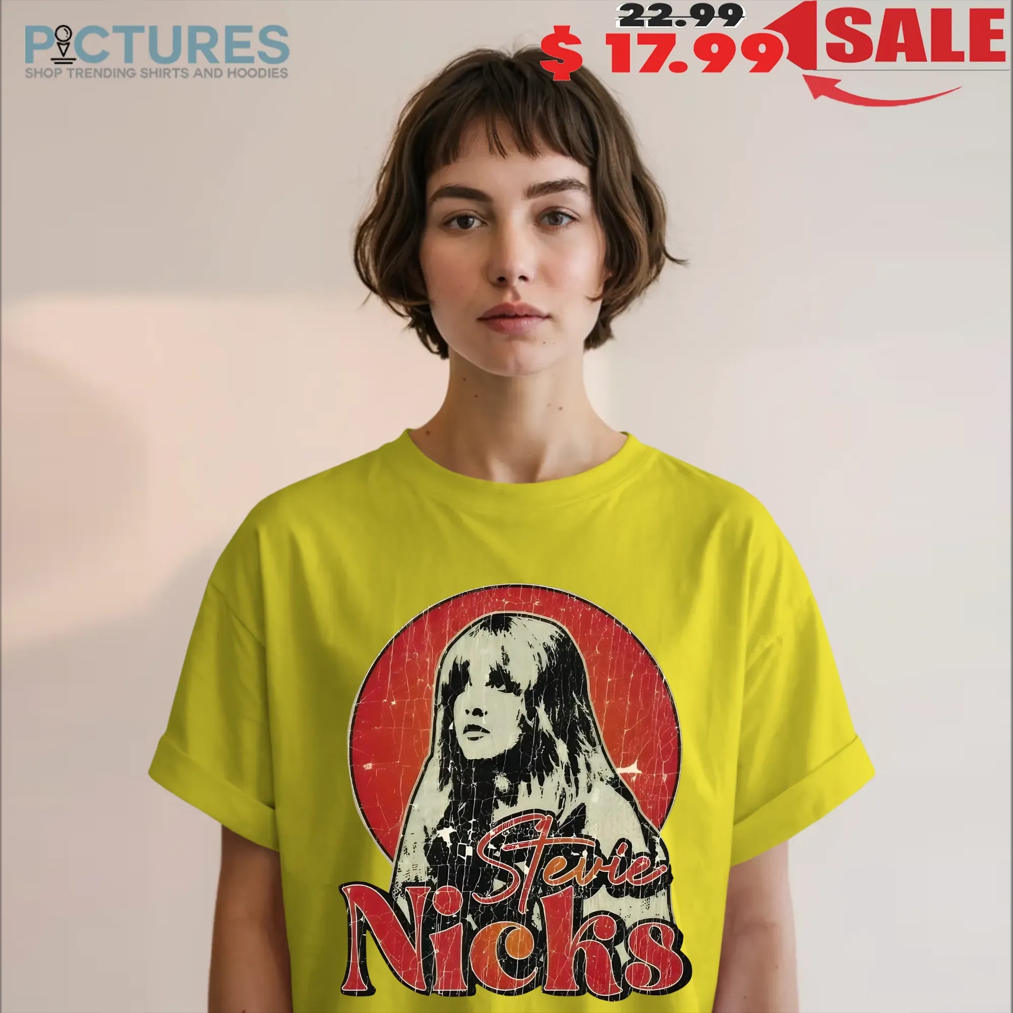 Stevie Nicks Rock Music Vintage Retro Cracked Effect Graphic Concert T Shirt