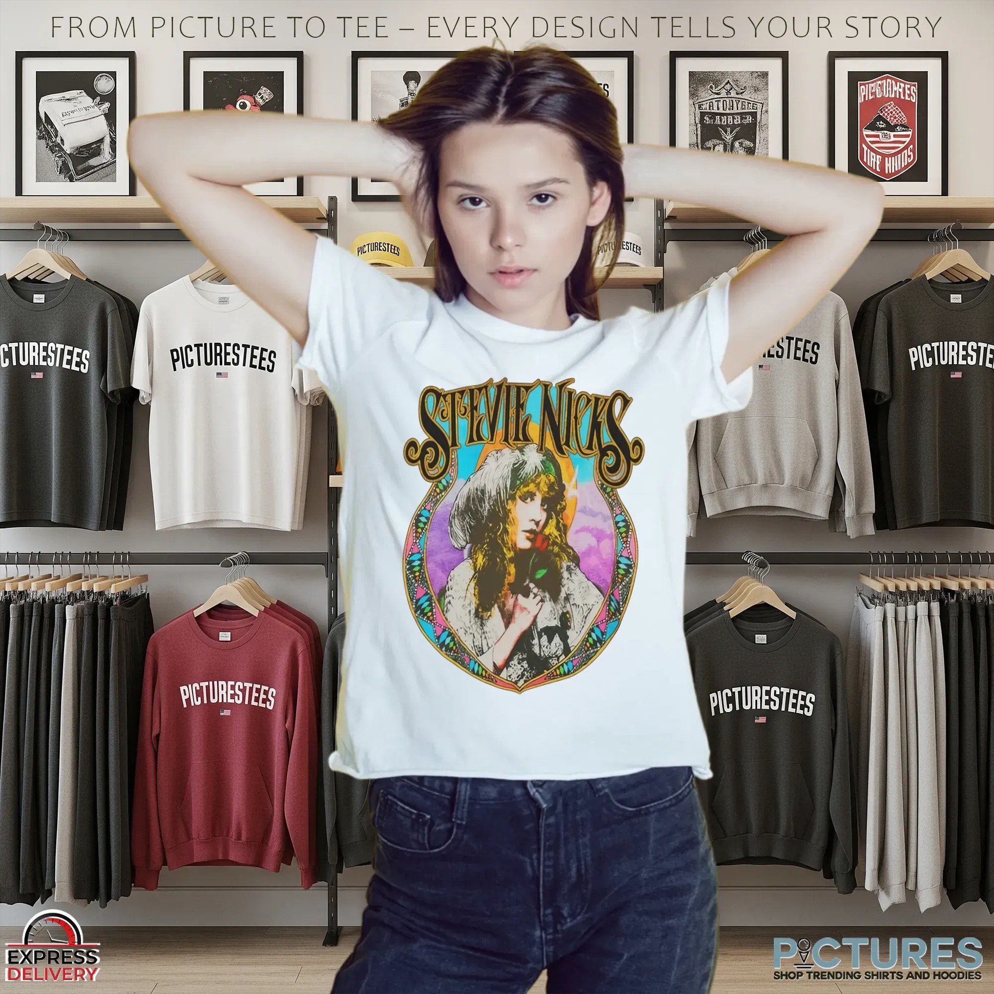 Stevie Nicks Vintage Psychedelic Rose Art 2025 Tour T Shirt