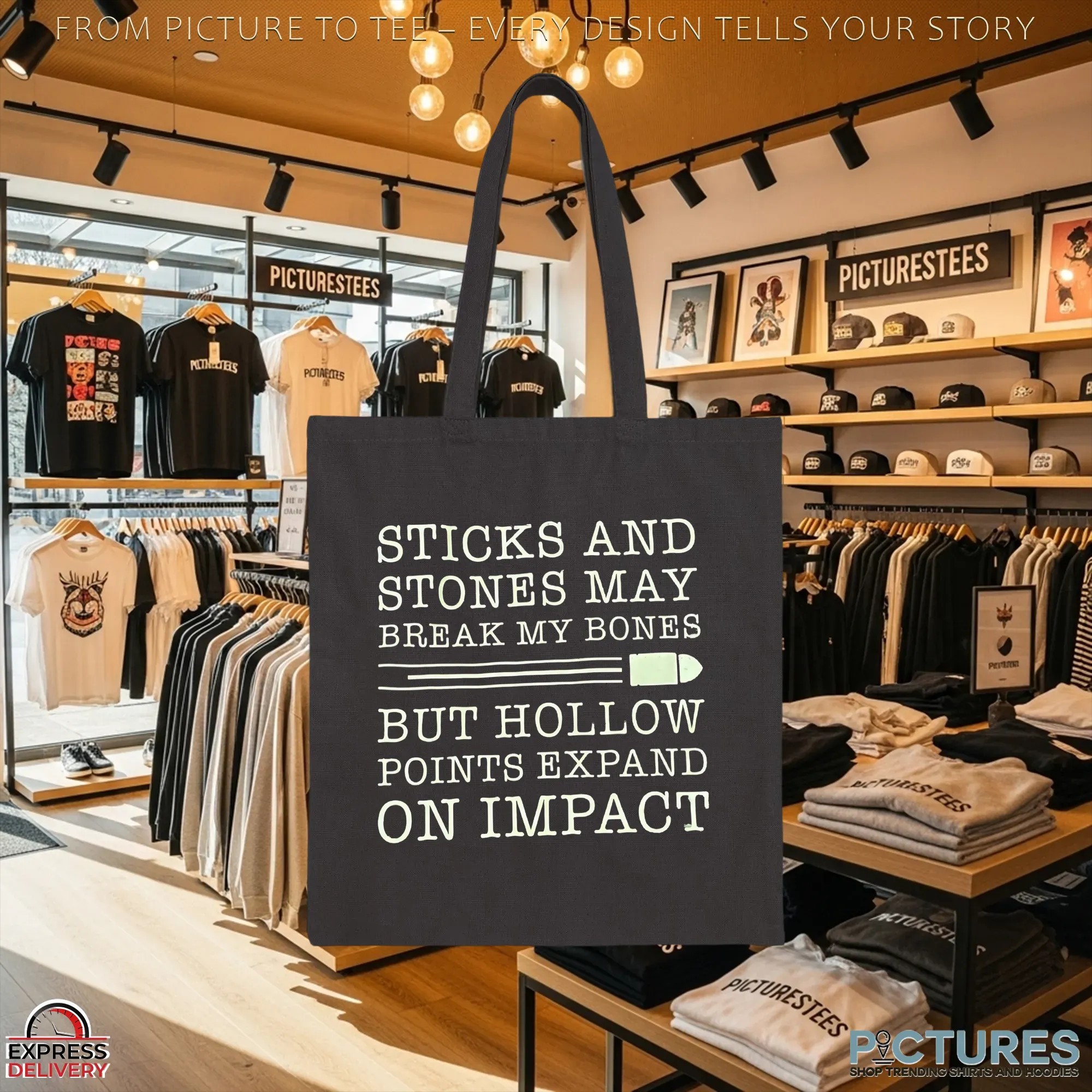 Sticks And Stones May Break My Bones But Hollow Points Expand On Impact T Shirt