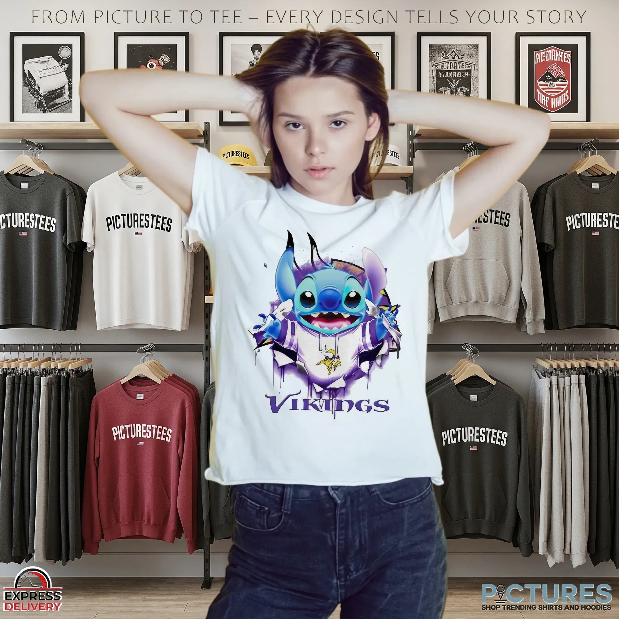 Stitch Minnesota Vikings Cartoon Mashup T Shirt