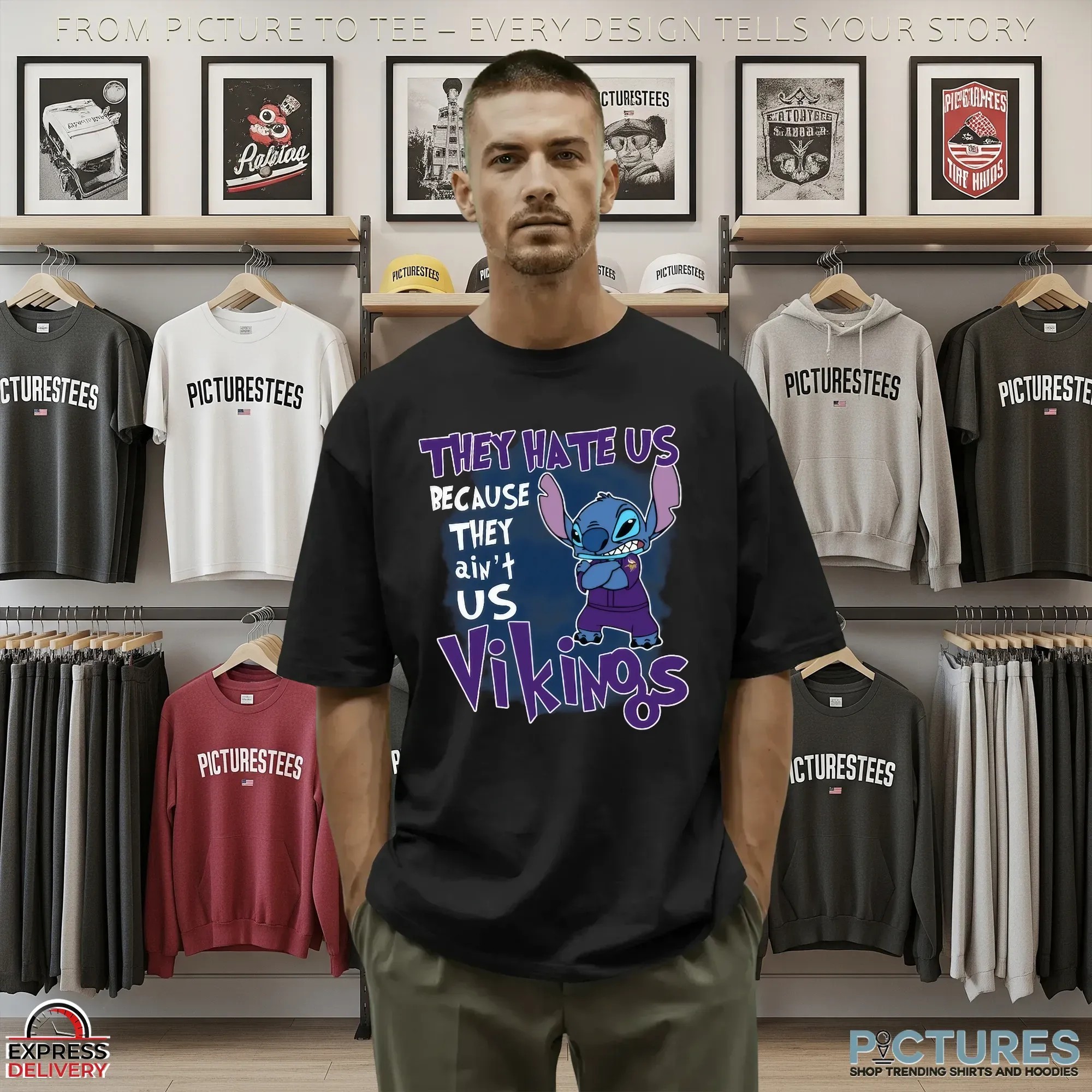 Stitch Minnesota Vikings They Hate Us Because They Ain't Us Mashup T Shirt