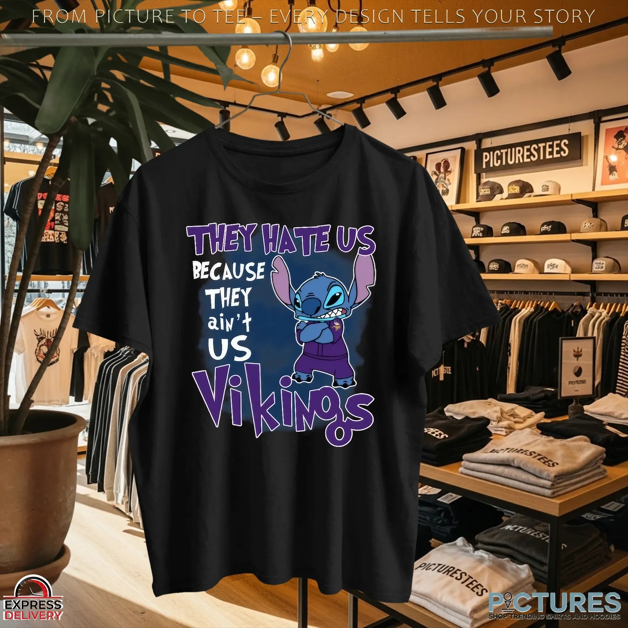 Stitch Minnesota Vikings They Hate Us Because They Ain't Us Mashup T Shirt
