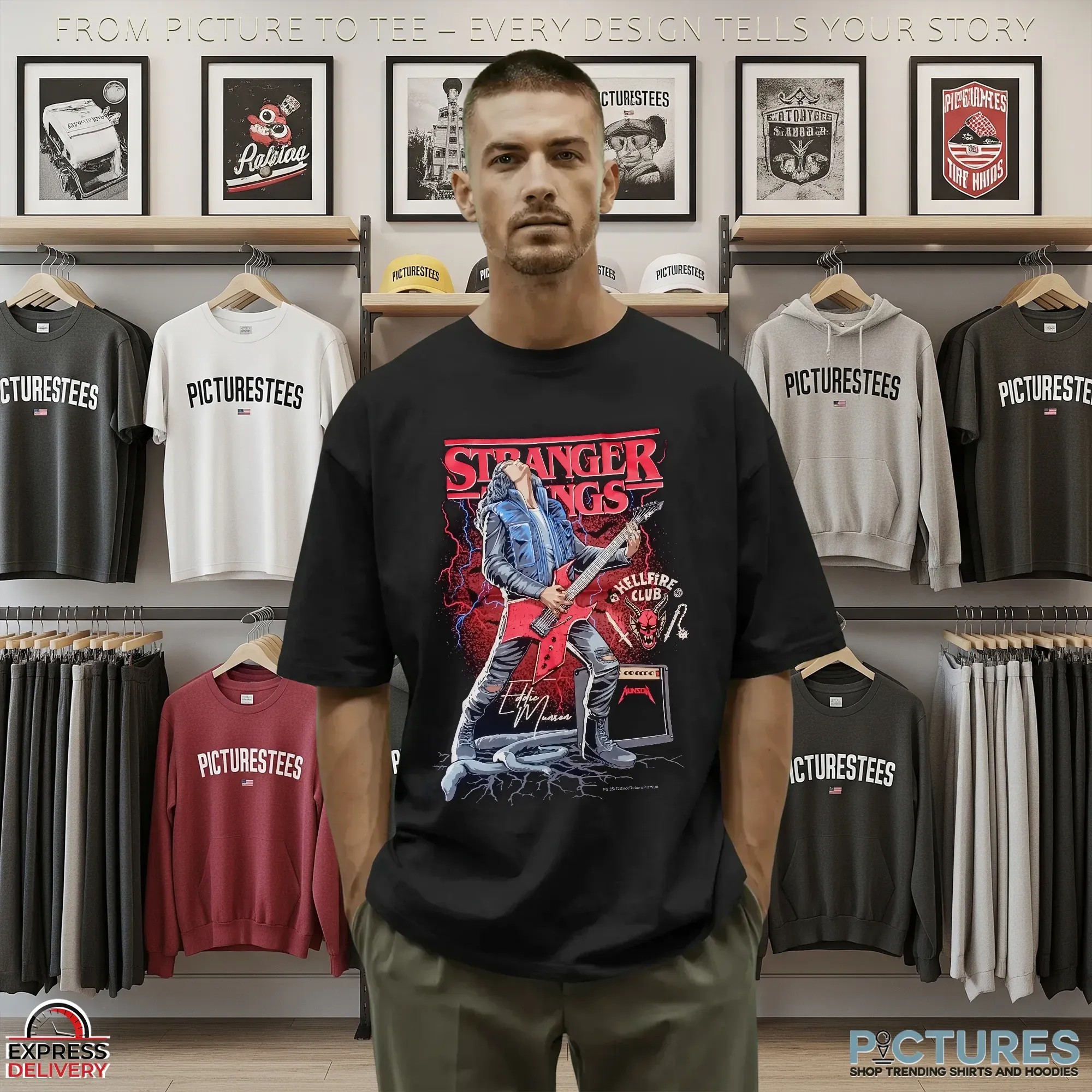Stranger Things Eddie Munson Hellfire Club Fanart Edition Tv Movie Collection T Shirt