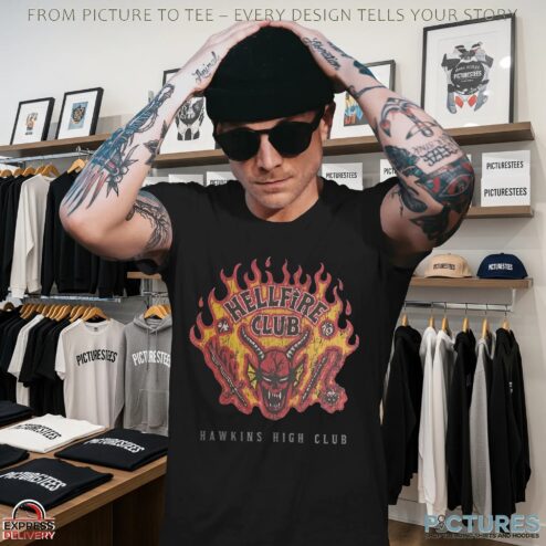 Stranger Things Hellfire Club Flames Retro T Shirt