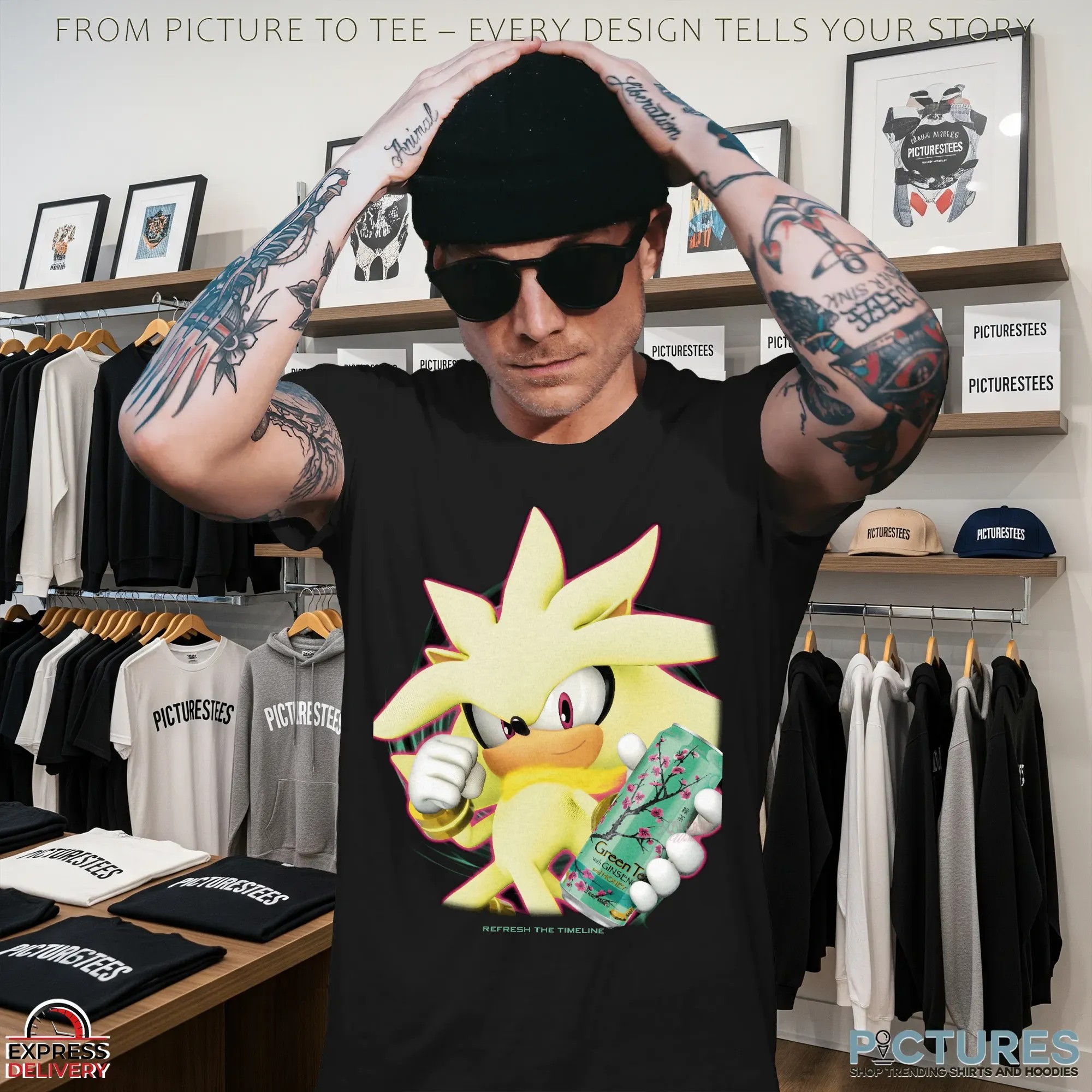 Super Sonic Refresh The Timeline Monster Arizona Green Tea Drink Game Mashup T Shirt