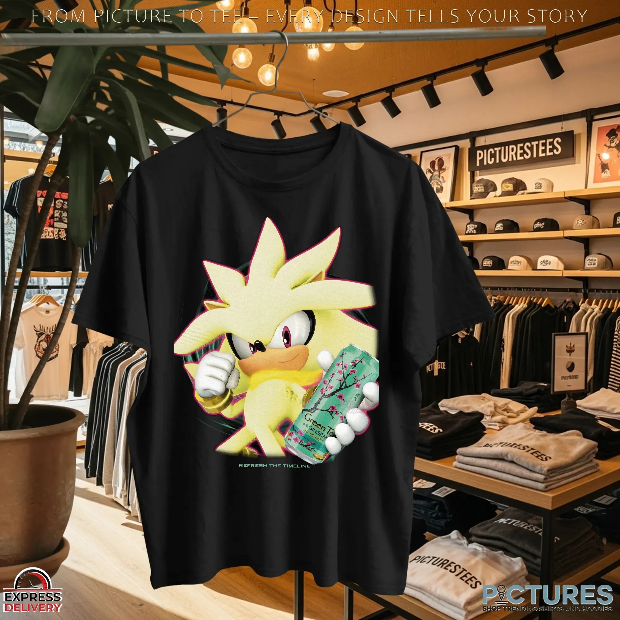 Super Sonic Refresh The Timeline Monster Arizona Green Tea Drink Game Mashup T Shirt
