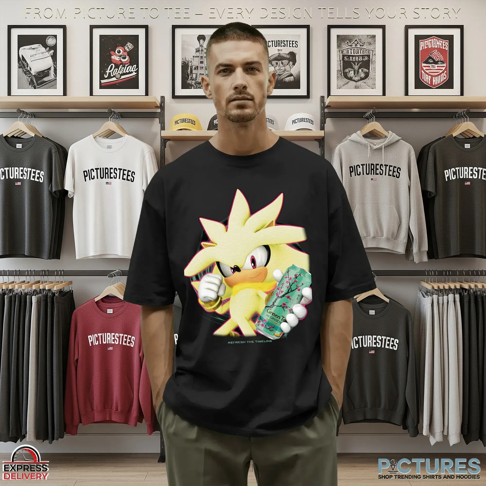 Super Sonic Refresh The Timeline Monster Arizona Green Tea Drink Game Mashup T Shirt