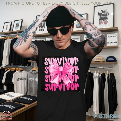 Survivor Breast Cancer, In October We Wear Pink, Breast Cancer, Breast Cancer Coquette Bow, Tackle Cancer, Pink Ribbon T Shirt