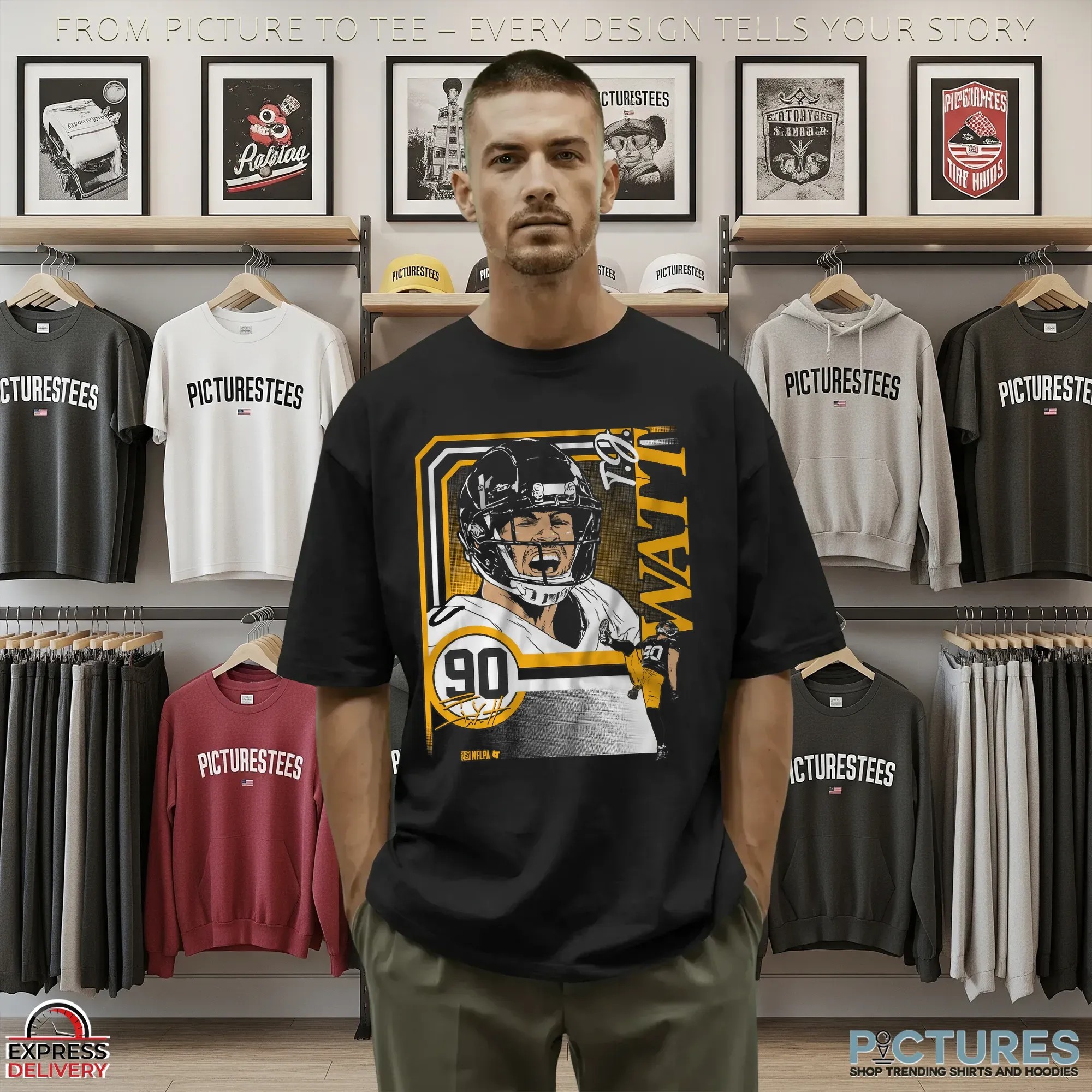 T J Watt Pittsburgh Steelers Collage Frame 2025 T Shirt