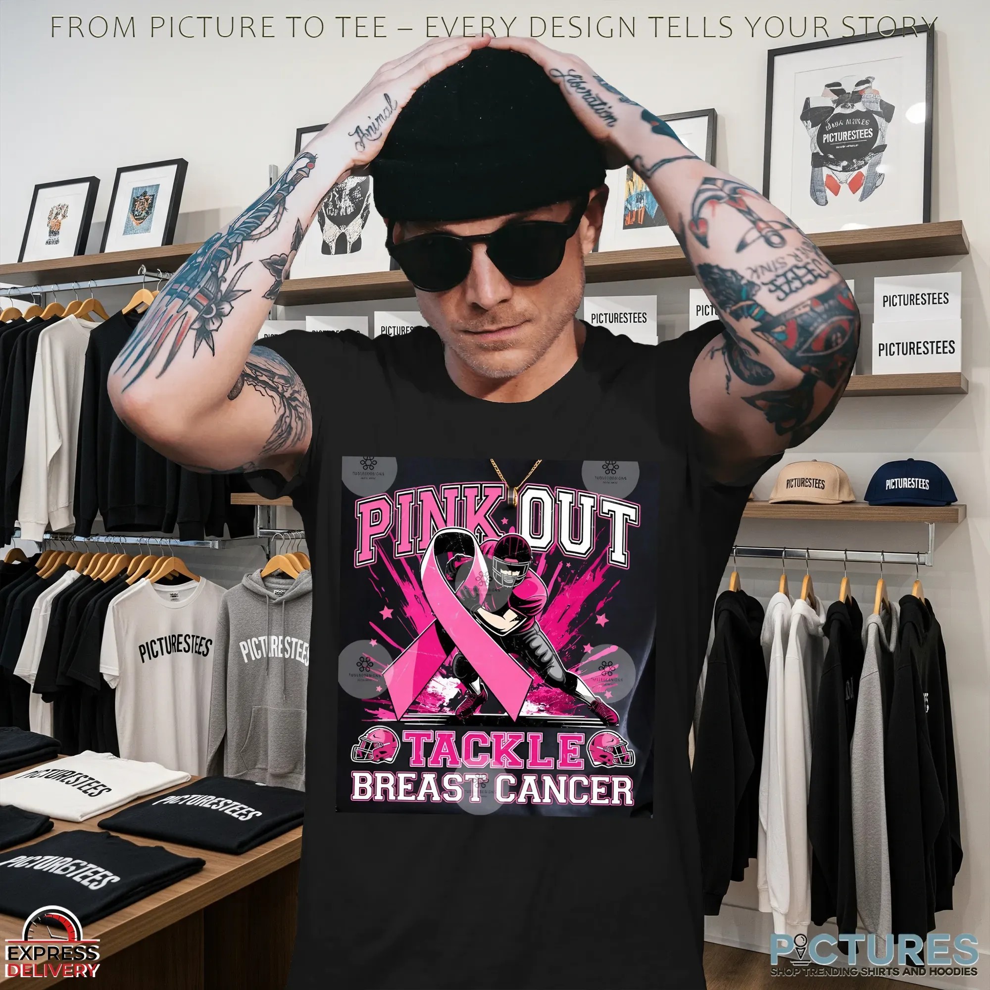 Tackle Breast Cancer Png Bundle, Pink Out Breast Cancer, Pink Ribbon, Fight Breast Cancer Warrior, In October We Wear Pink Shirt