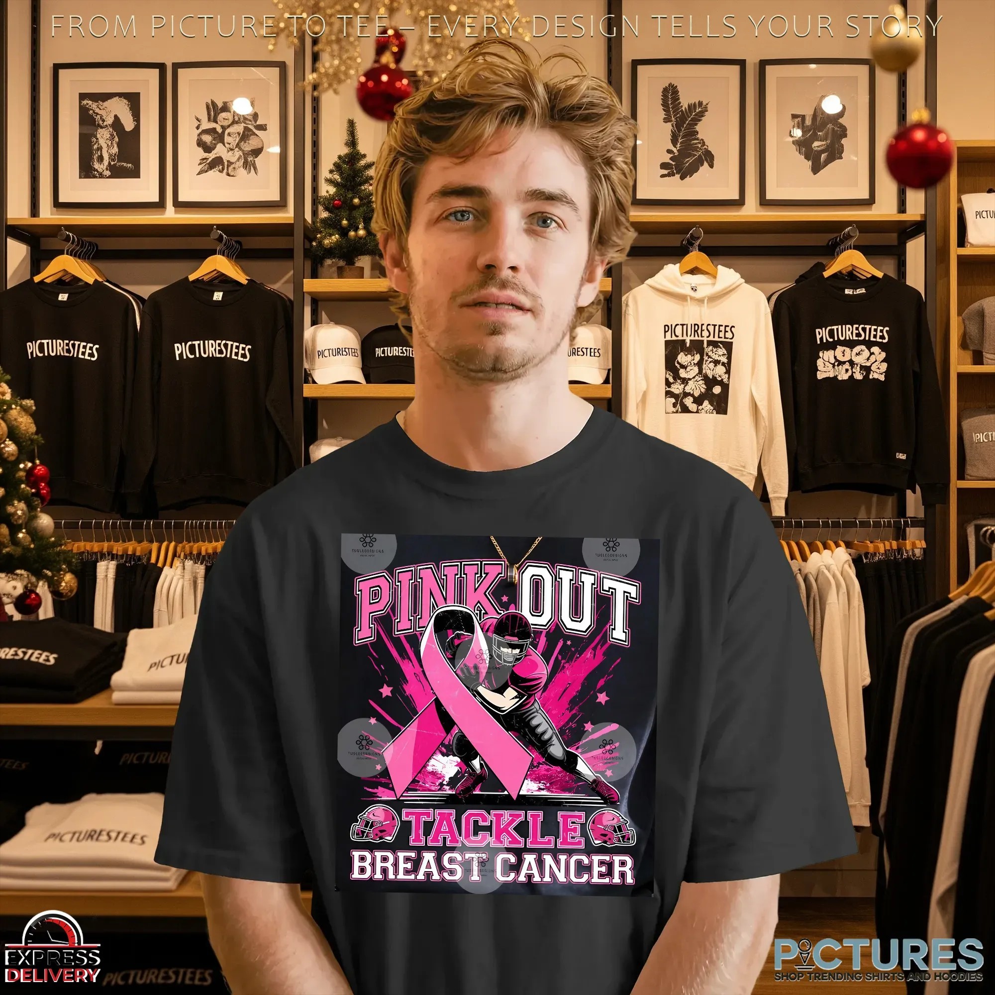 Tackle Breast Cancer Png Bundle, Pink Out Breast Cancer, Pink Ribbon, Fight Breast Cancer Warrior, In October We Wear Pink Shirt
