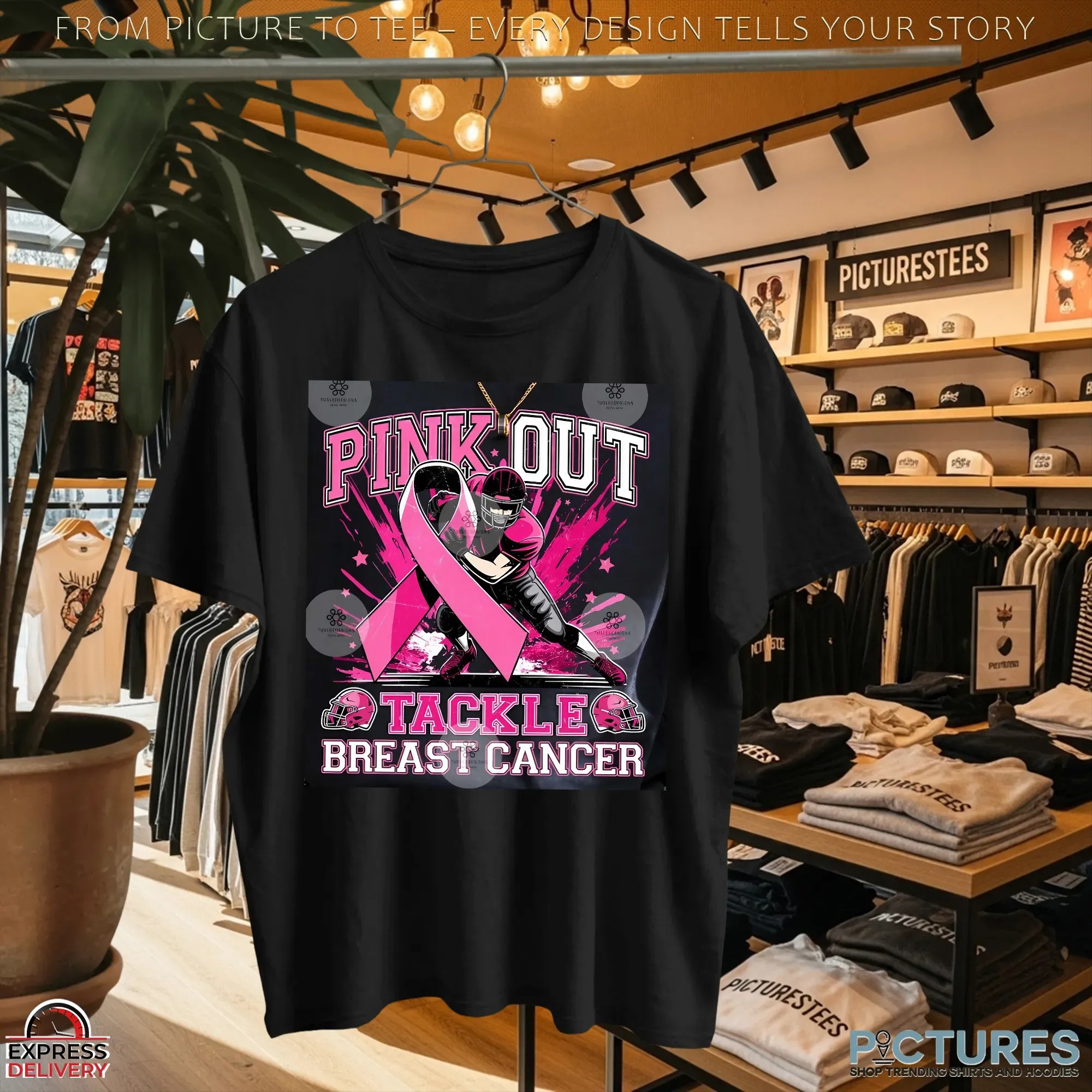 Tackle Breast Cancer Png Bundle, Pink Out Breast Cancer, Pink Ribbon, Fight Breast Cancer Warrior, In October We Wear Pink Shirt