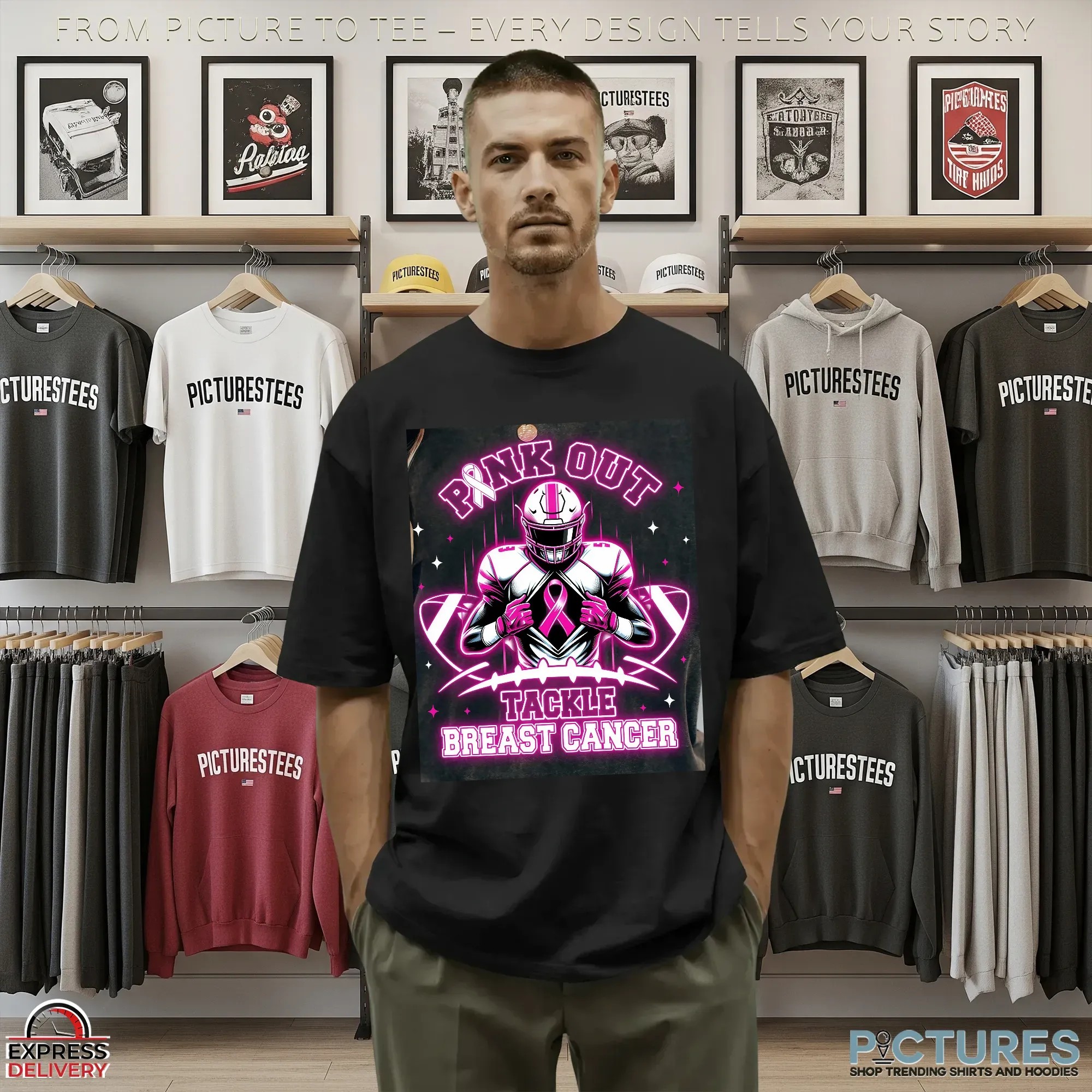 Tackle Breast Cancer Png Bundle, Pink Out Breast Cancer, Pink Ribbon, Fight Breast Cancer Warrior, In October We Wear Pink Shirts