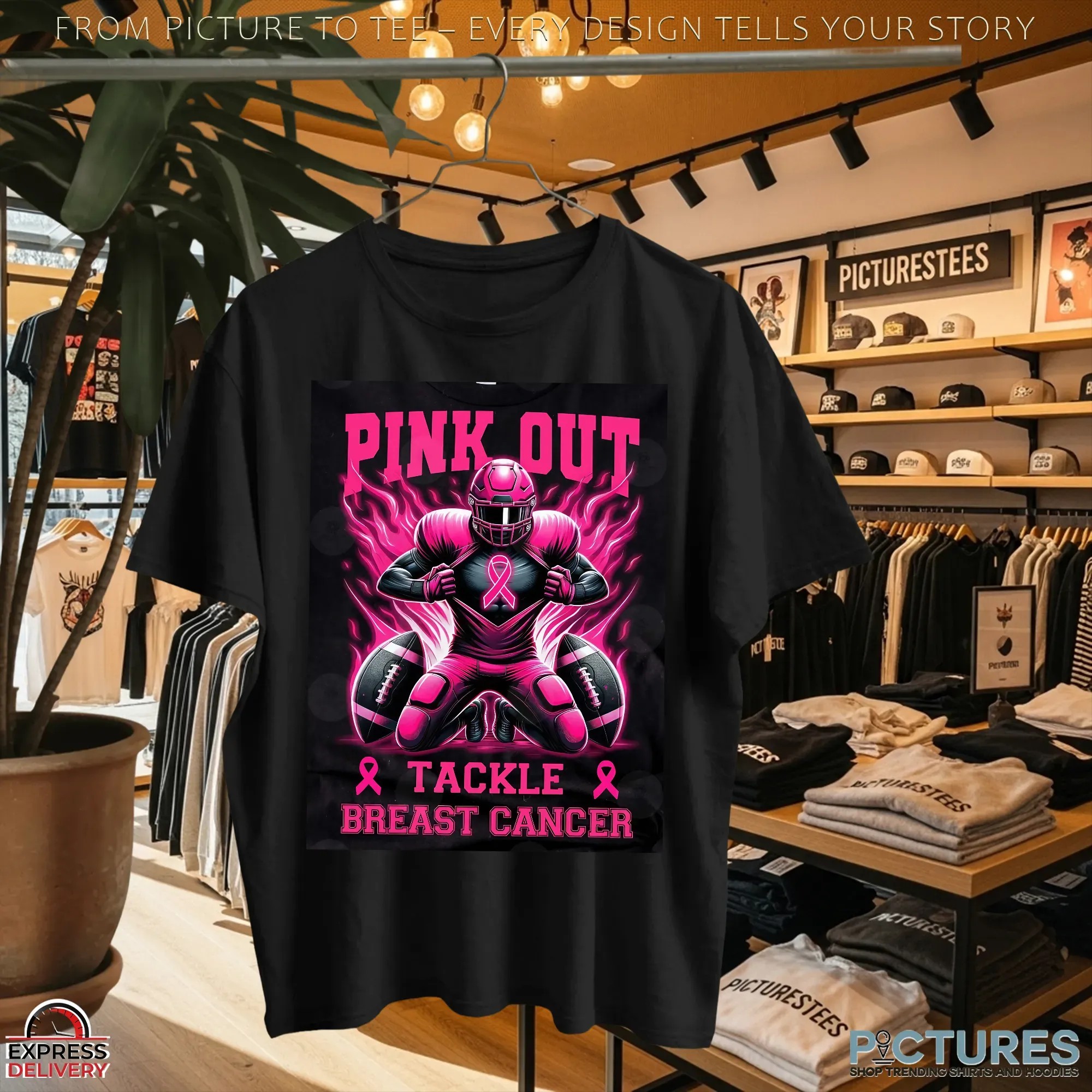 Tackle Breast Cancer Png Bundle, Pink Out Breast Cancer, Pink Ribbon, Fight Breast Cancer Warrior, In October We Wear Pink T-Shirts