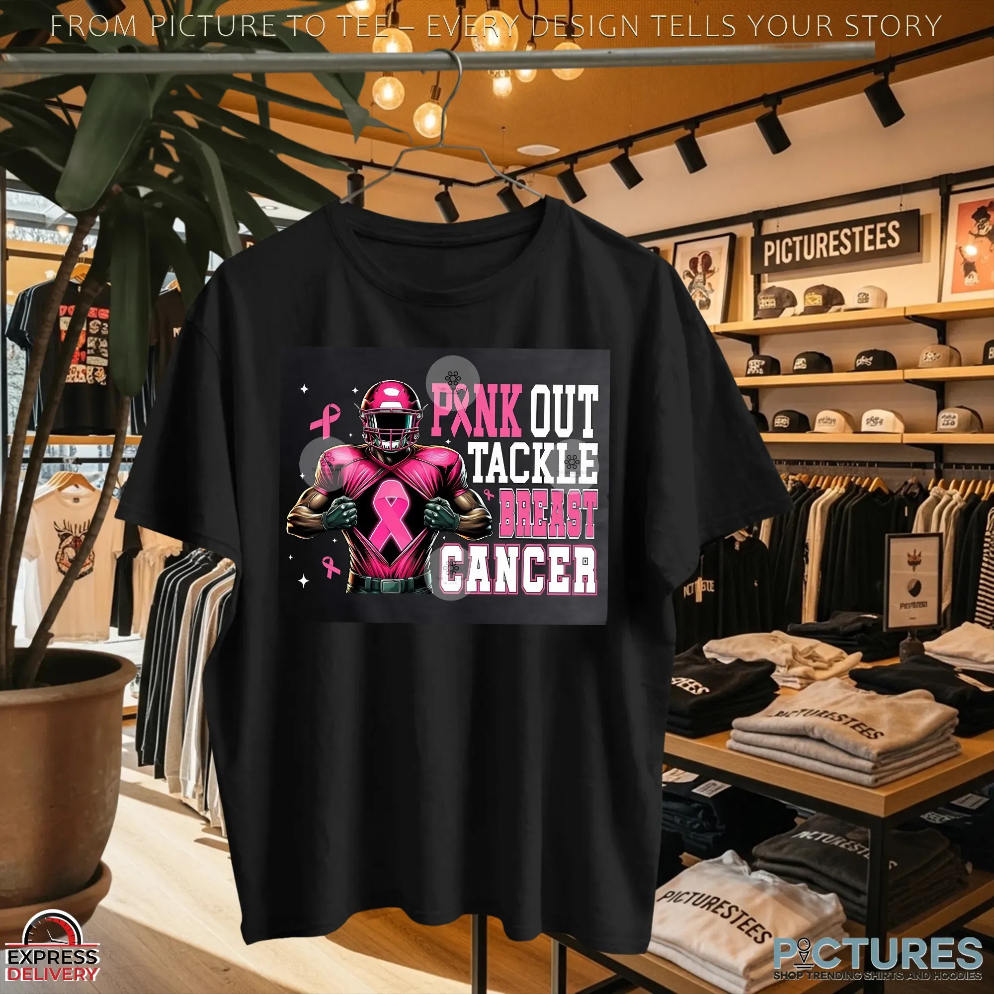 Tackle Breast Cancer Png Bundle, Pink Out Breast Cancer, Pink Ribbon, Fight Breast Cancer Warrior, In October We Wear Pink T Shirt