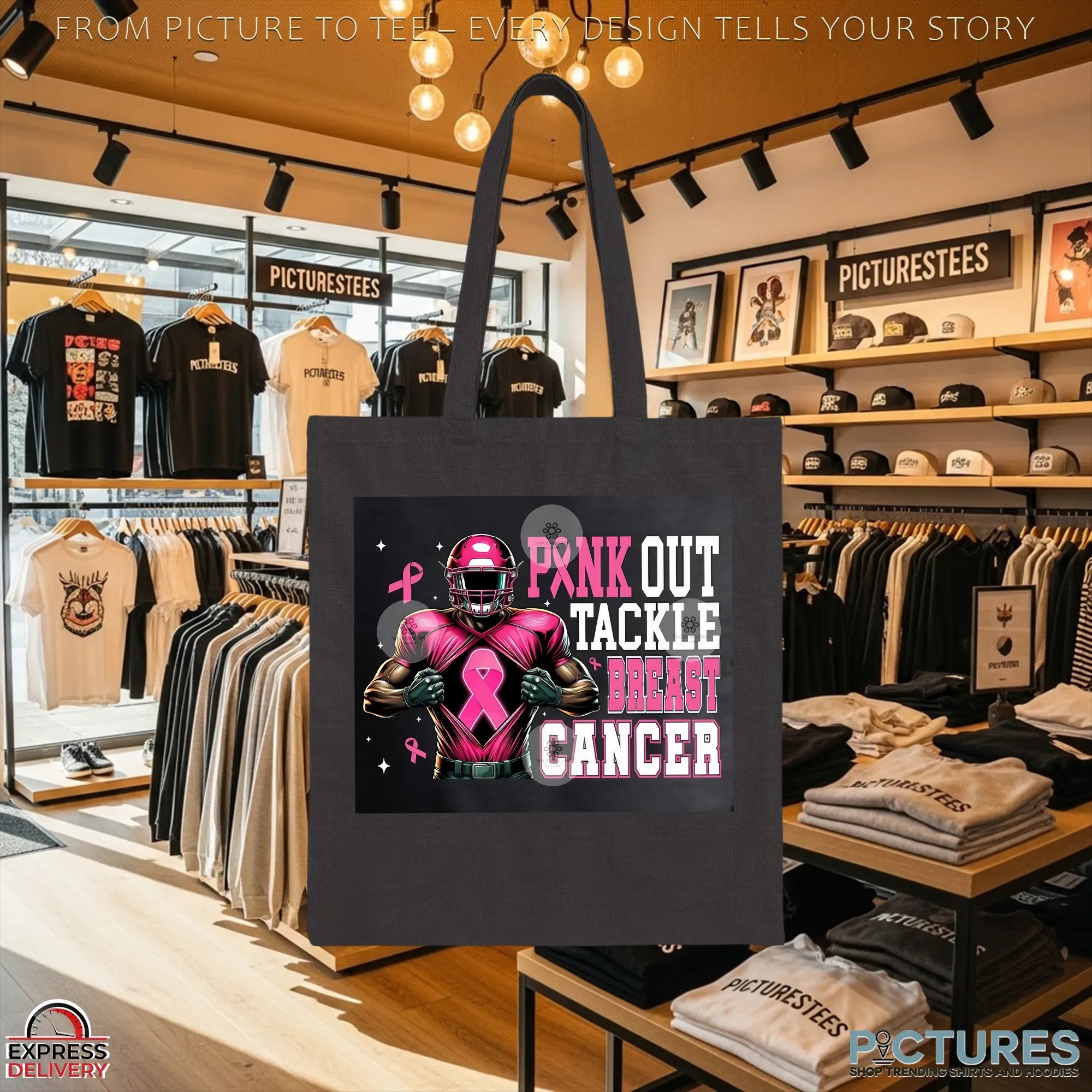 Tackle Breast Cancer Png Bundle, Pink Out Breast Cancer, Pink Ribbon, Fight Breast Cancer Warrior, In October We Wear Pink T Shirt