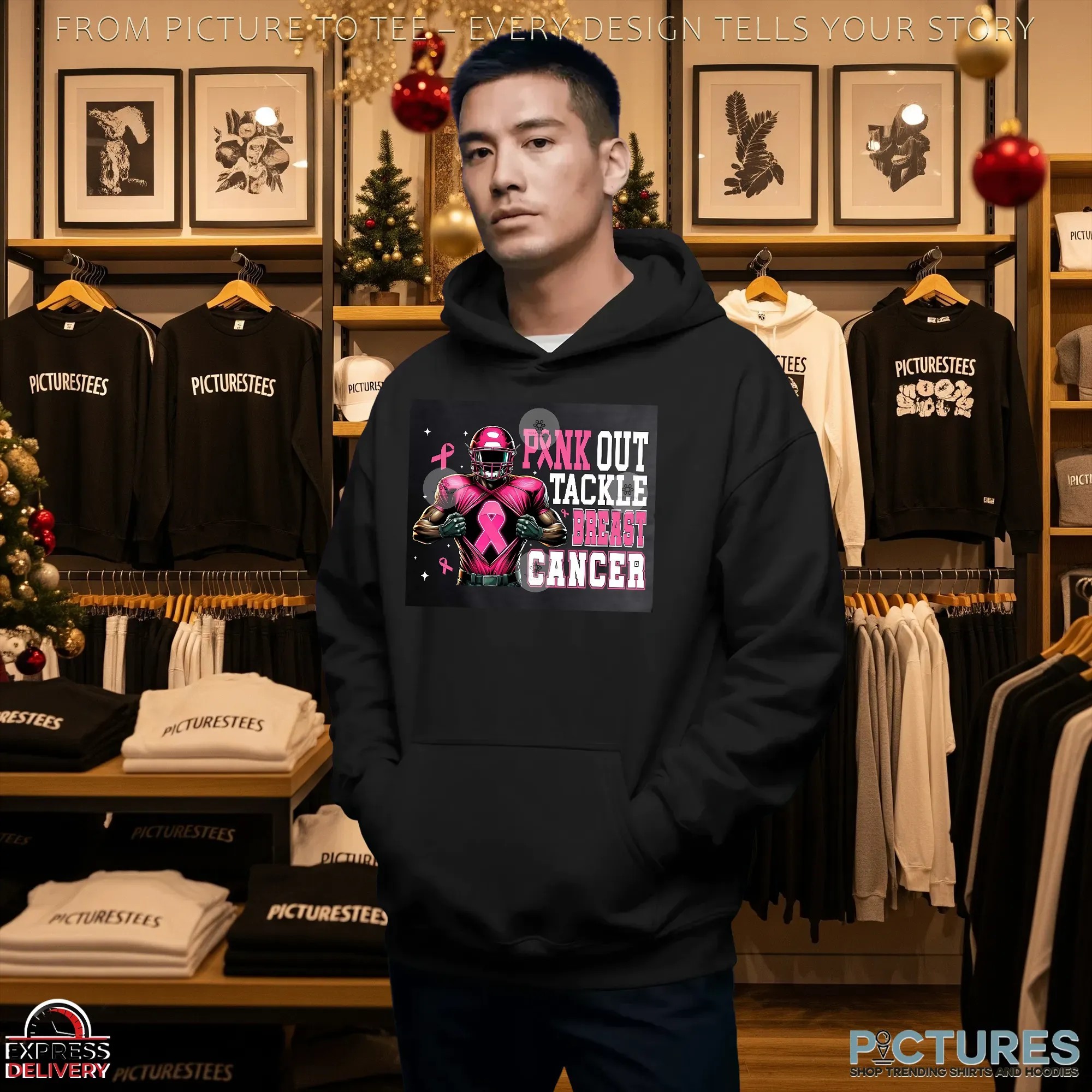 Tackle Breast Cancer Png Bundle, Pink Out Breast Cancer, Pink Ribbon, Fight Breast Cancer Warrior, In October We Wear Pink T Shirt