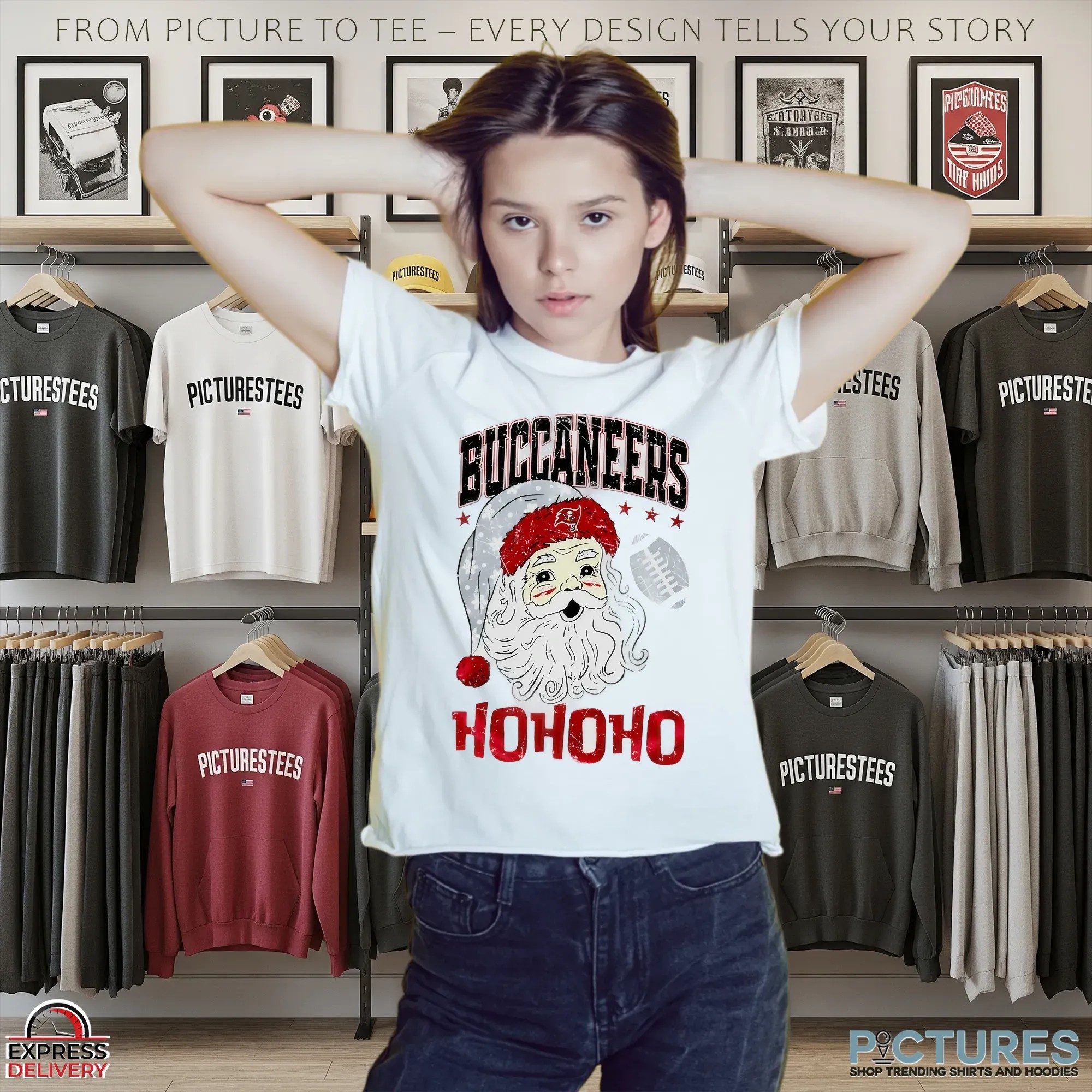 Tampa Bay Buccaneers Santa Claus Ho Ho Ho NFL Merry Christmas T Shirt