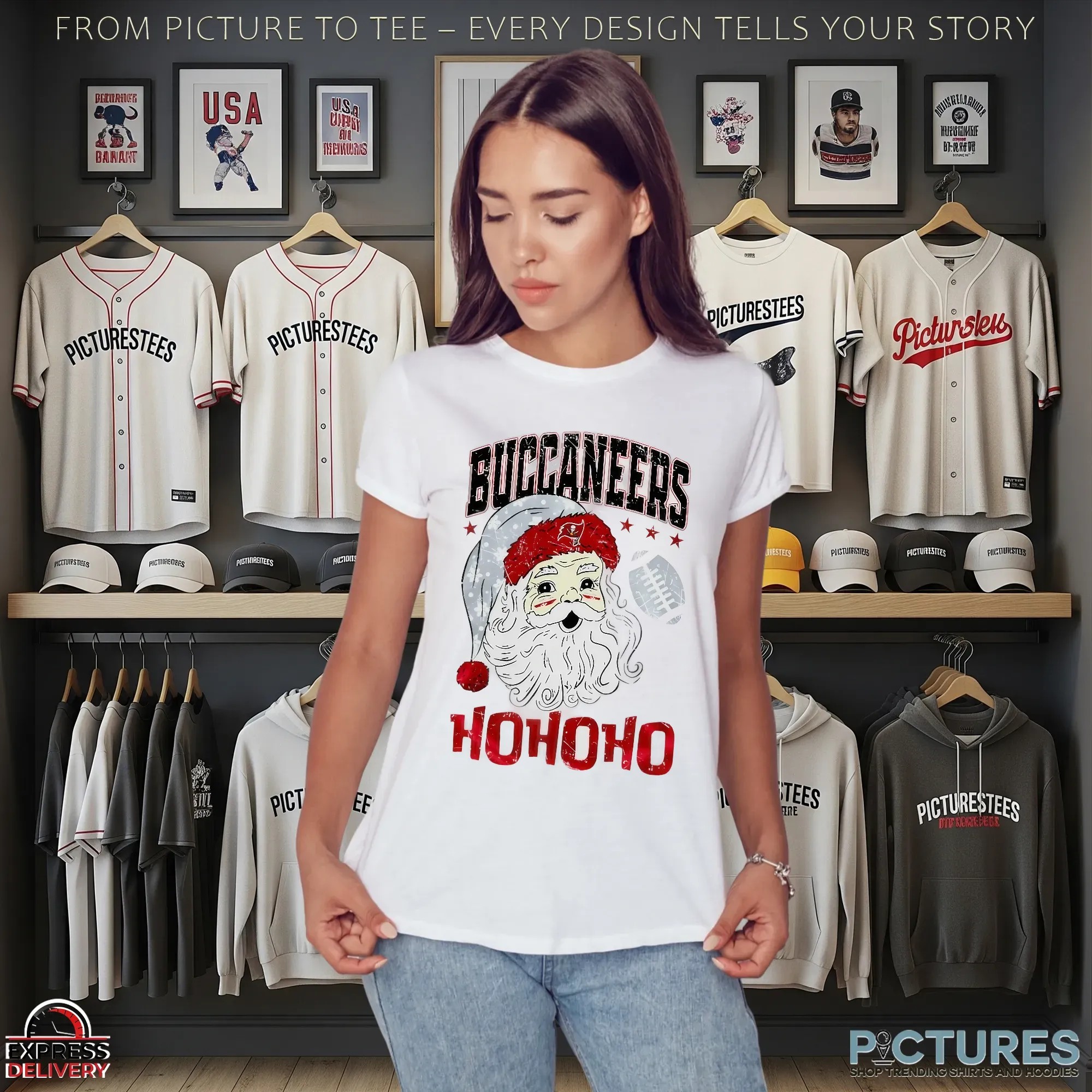 Tampa Bay Buccaneers Santa Claus Ho Ho Ho NFL Merry Christmas T Shirt Tampa Bay Buccaneers Santa Claus Ho Ho Ho NFL Merry Christmas T Shirt