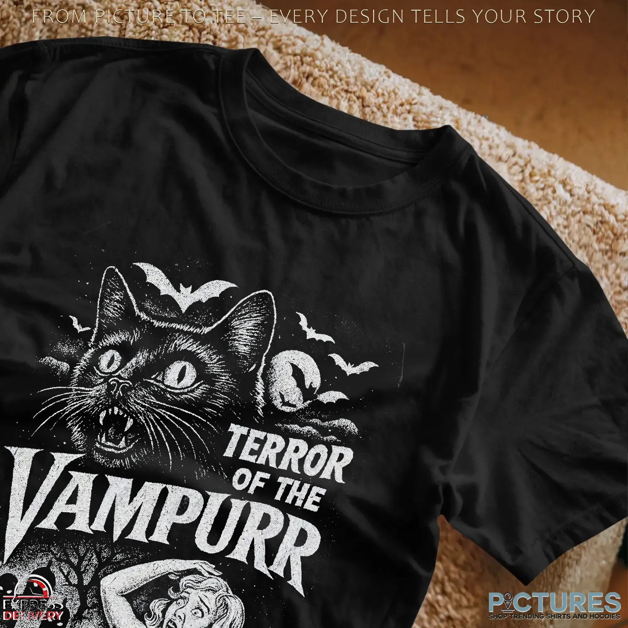 Terror Of The Vampurr Halloween Cat Vintage Movie T Shirt