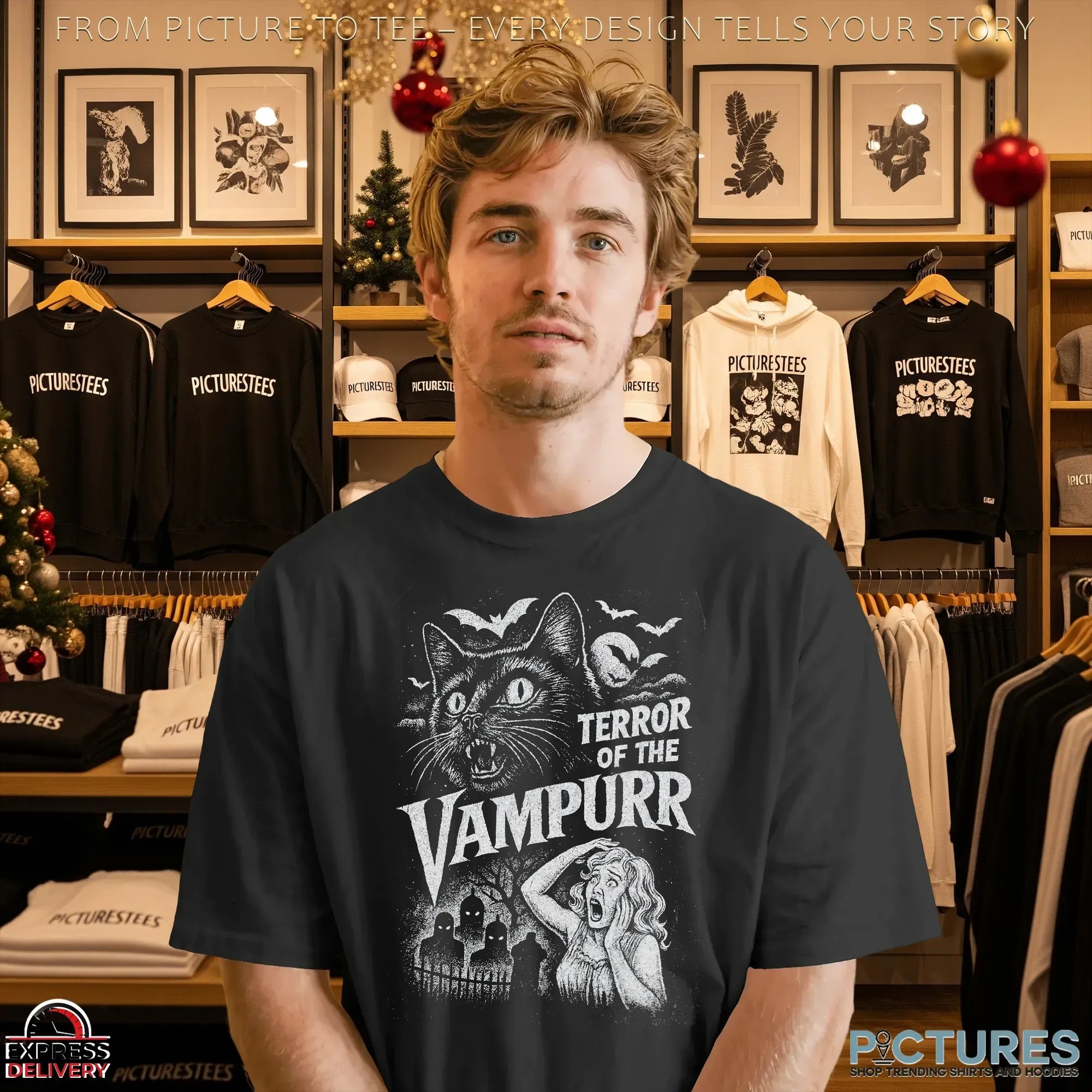Terror Of The Vampurr Halloween Cat Vintage Movie T Shirt
