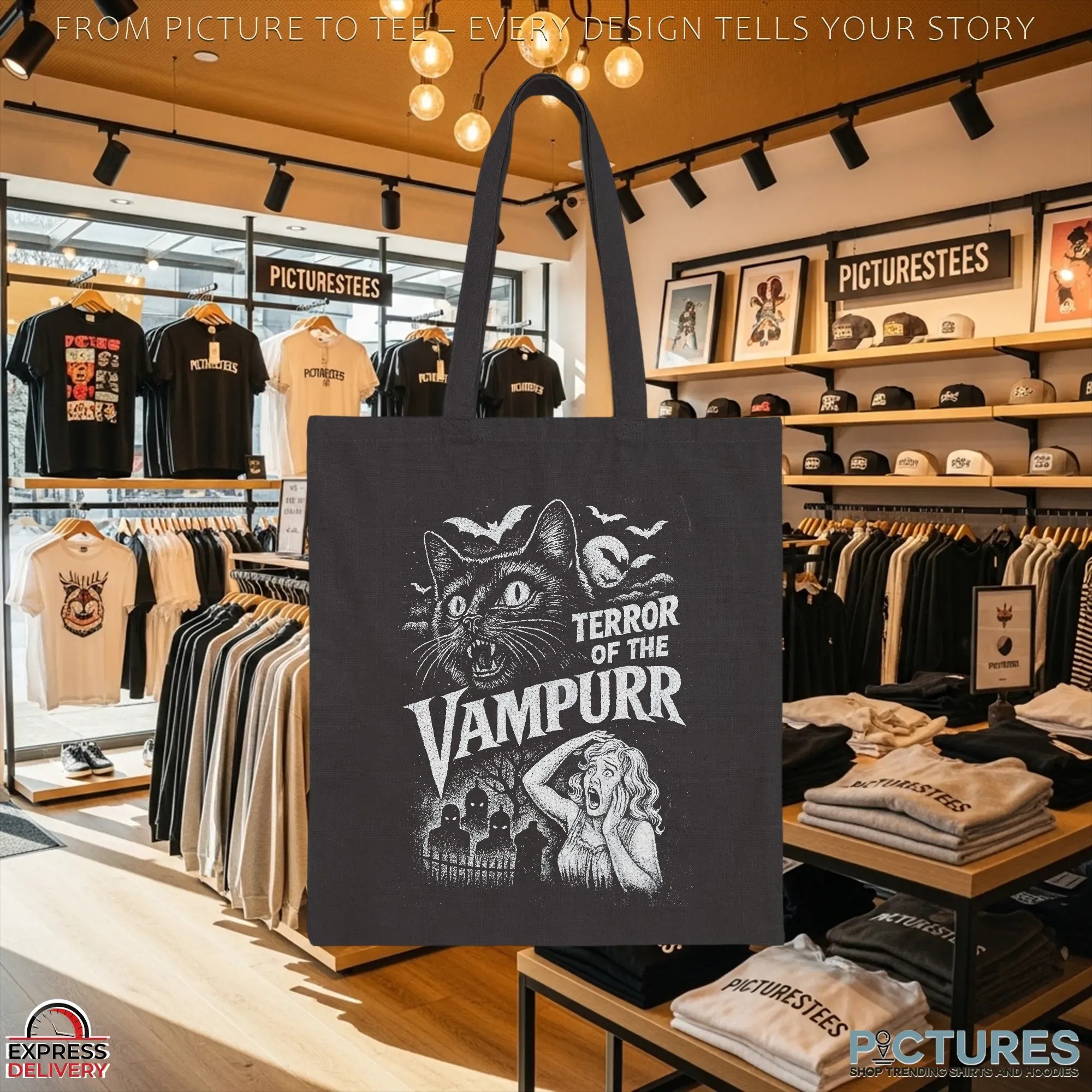 Terror Of The Vampurr Halloween Cat Vintage Movie T Shirt