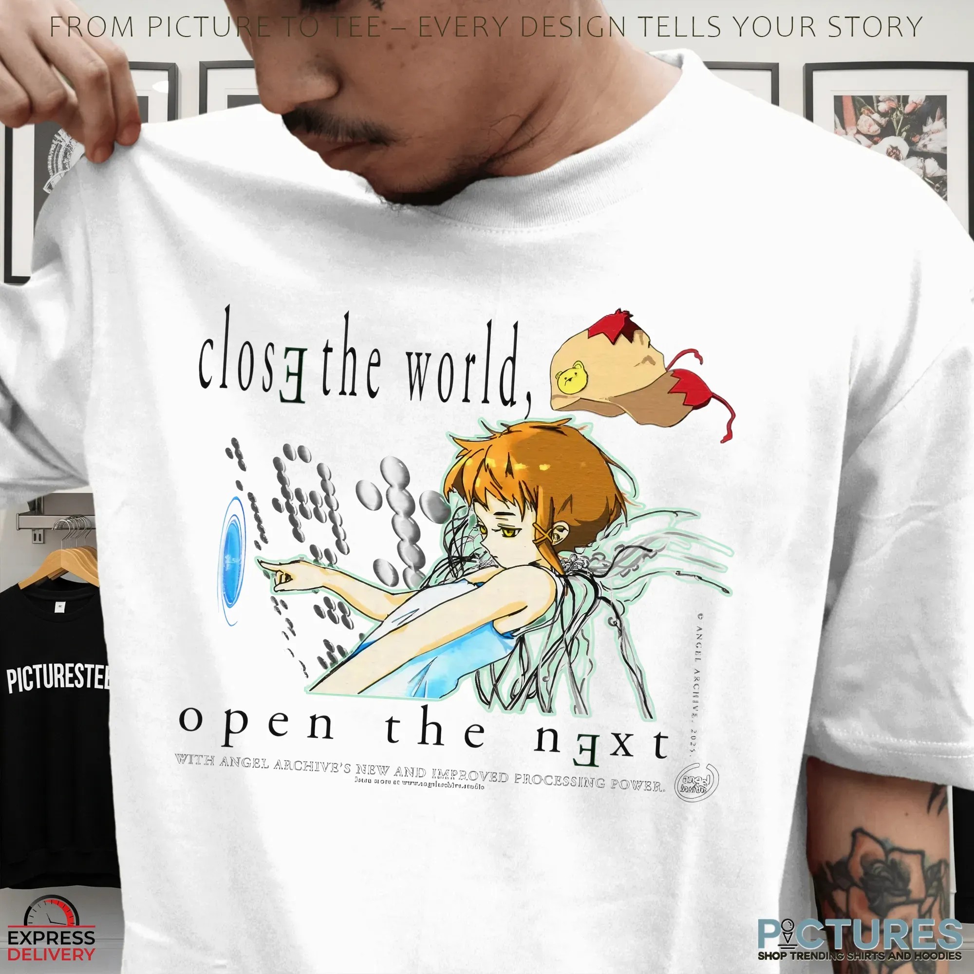 Tethered Close the World Open the Next Serial Experiments Lain Angel T Shirt
