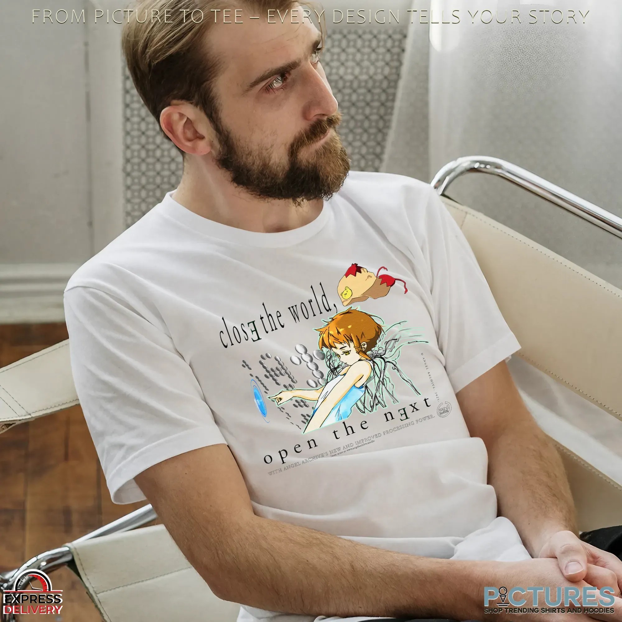 Tethered Close the World Open the Next Serial Experiments Lain Angel T Shirt