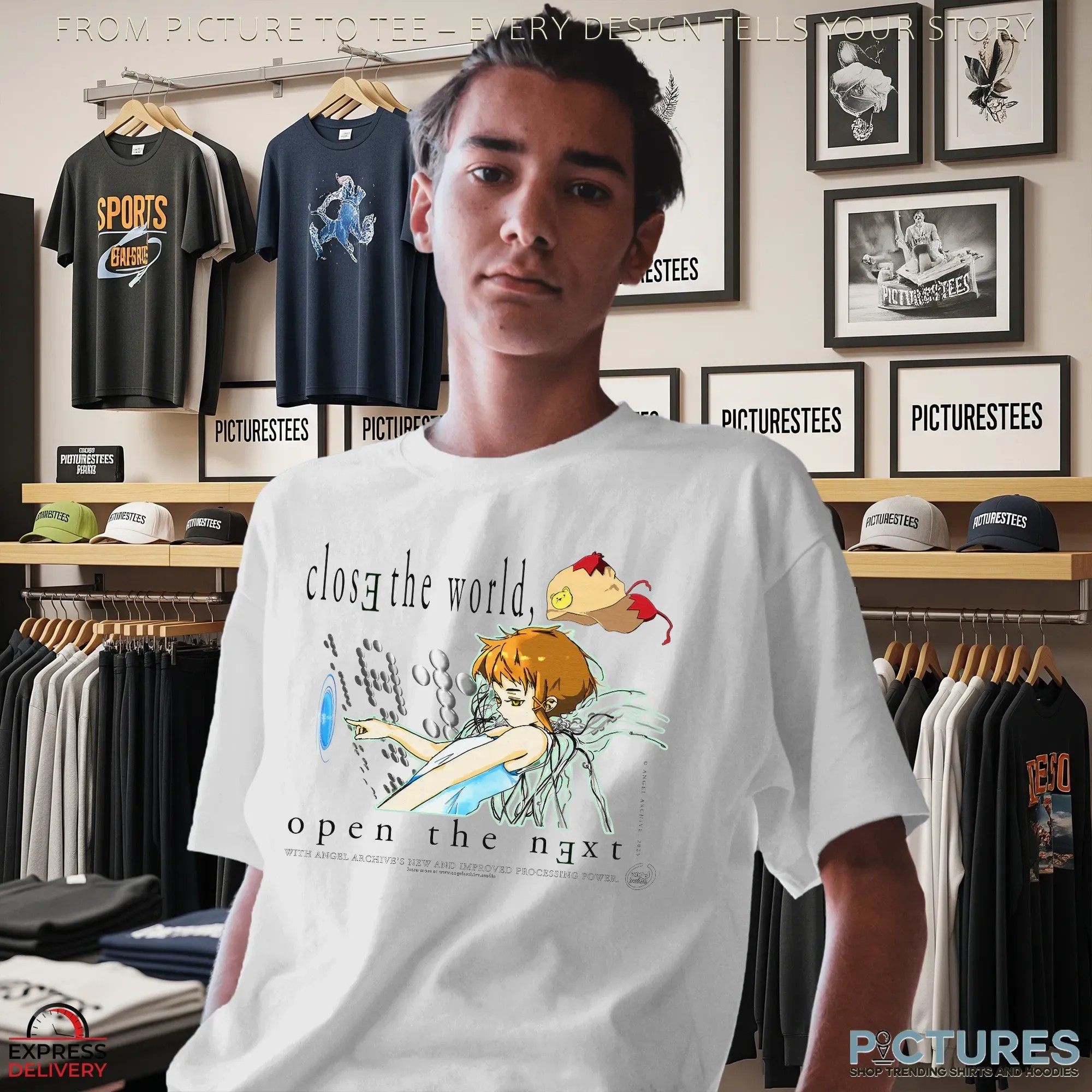 Tethered Close the World Open the Next Serial Experiments Lain Angel T Shirt