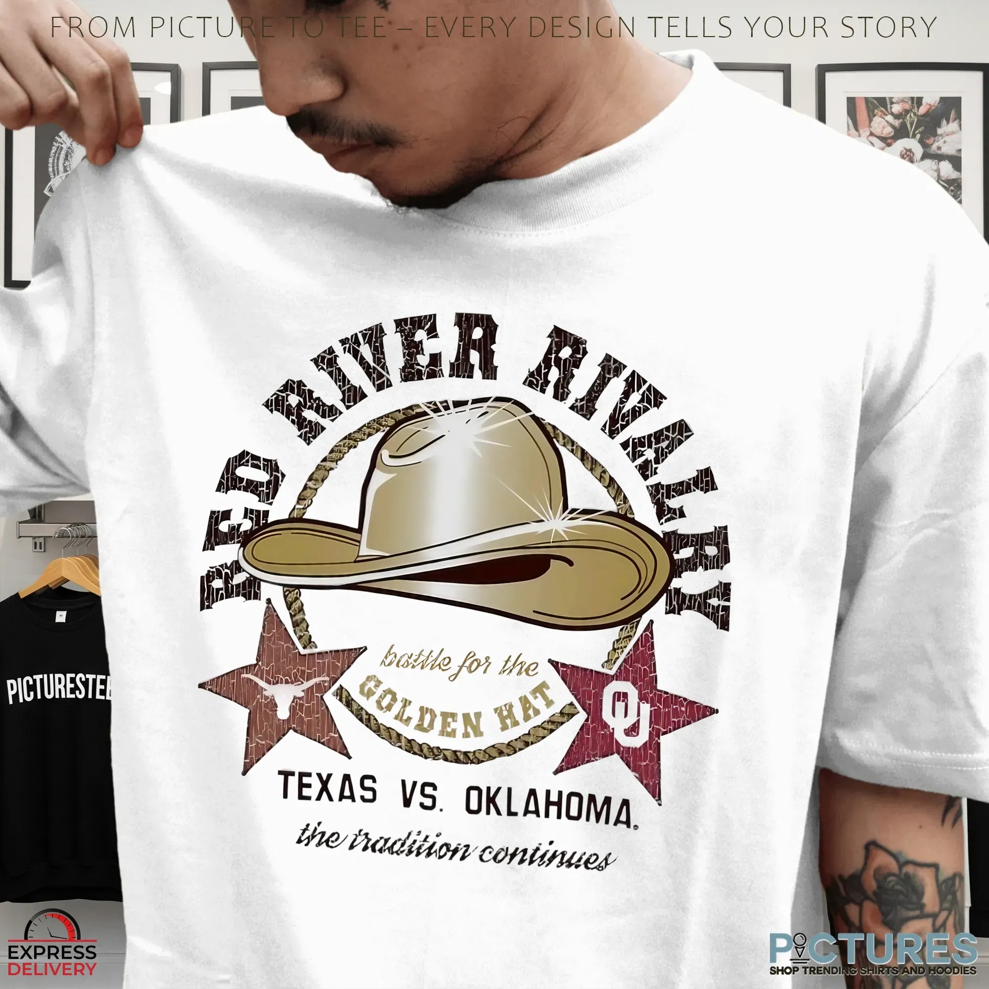 Texas Longhorns vs Oklahoma Sooners Red River Rivalry Battle Of The Golden Hat MatchUp T Shirt