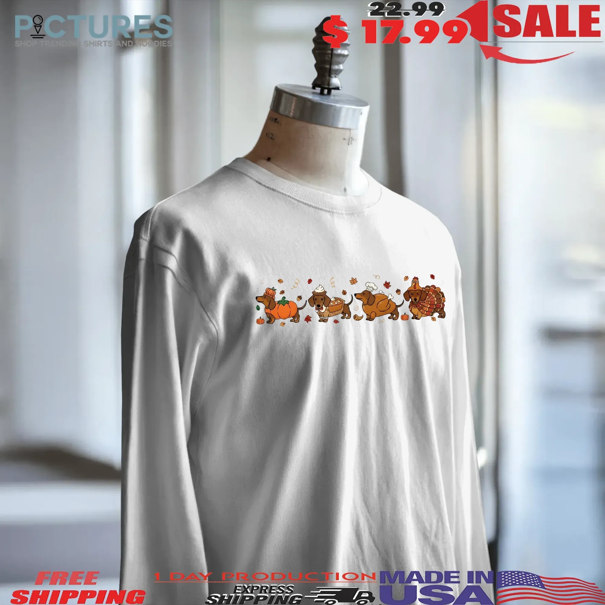 Thanksgiving Dachshund, Thanksgiving Gobble, Thanksgiving Dogs, Thanksgiving Turkey, Fall, Preppy Thanksgiving T Shirt