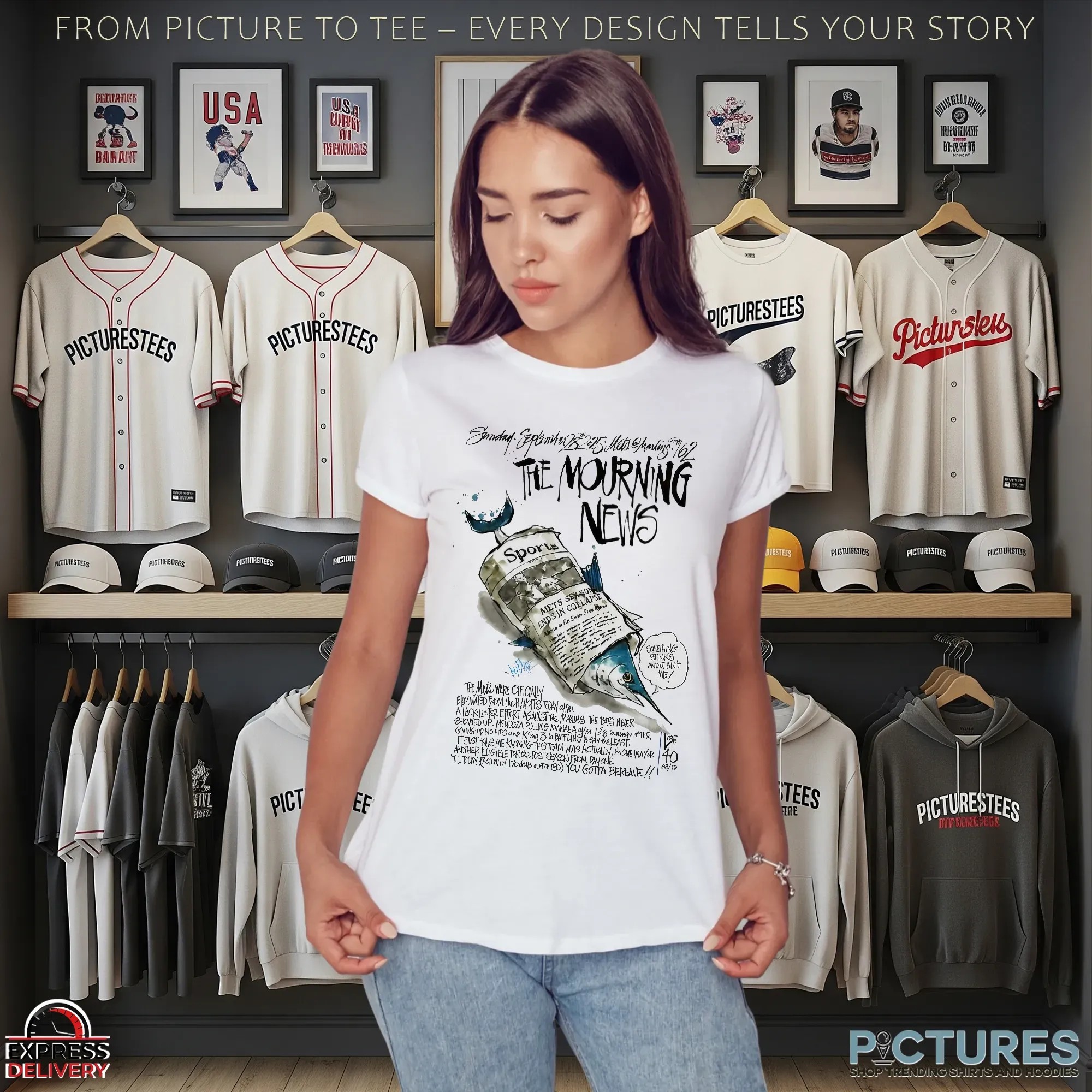 The Mourning News Collapse New York Mets Vs Miami Marlins Baseball Cartoon Graphic 2025 T Shirt