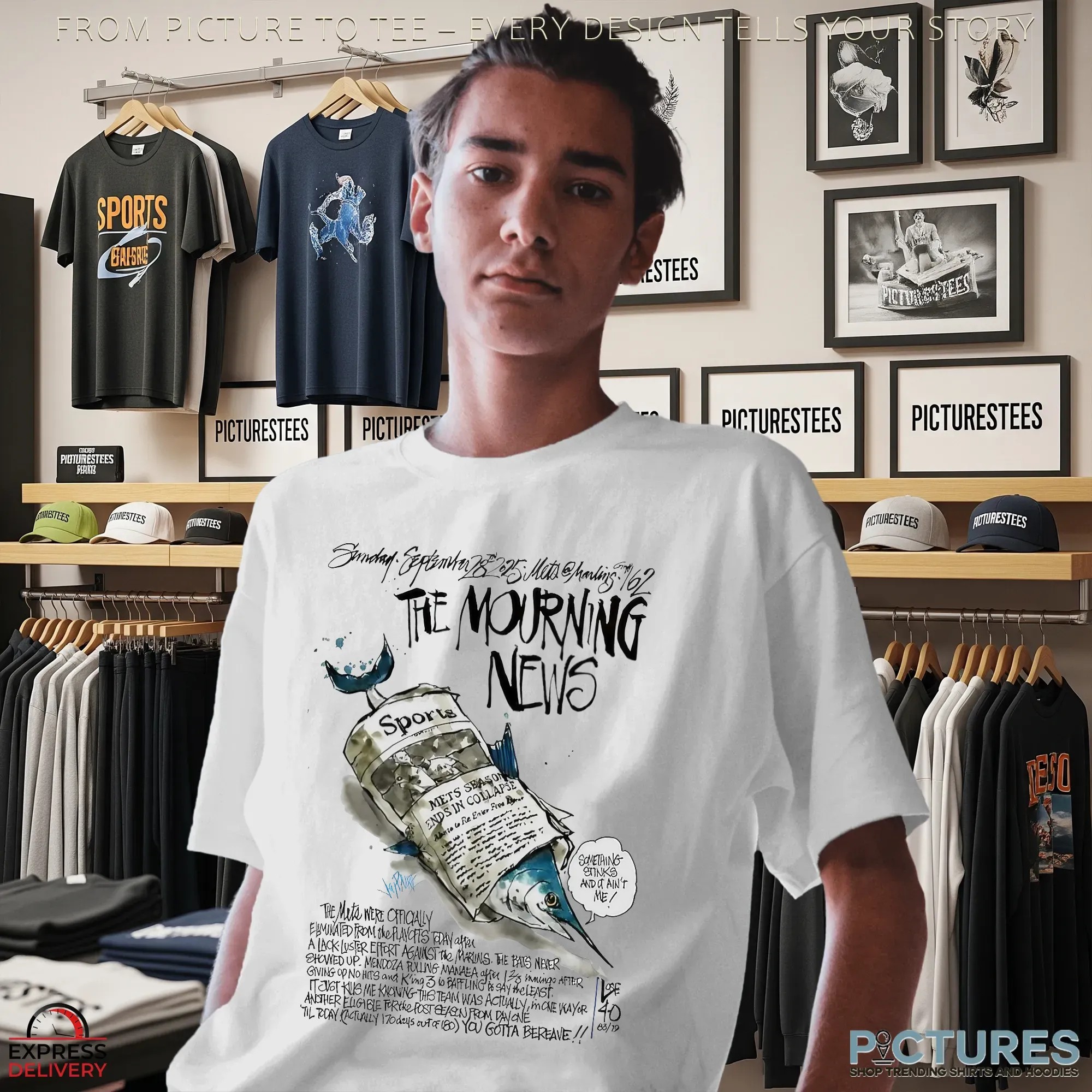 The Mourning News Collapse New York Mets Vs Miami Marlins Baseball Cartoon Graphic 2025 T Shirt