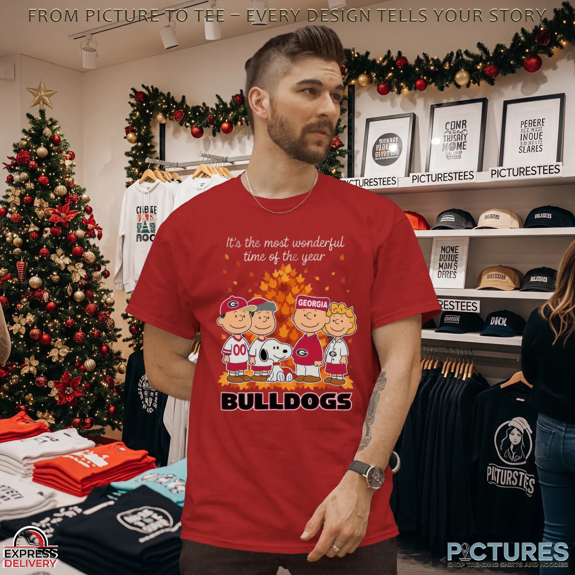 The Peanuts Snoopy And Friends Georgia Bulldogs Fall It’s The Most Wonderful Time Of The Year T Shirt