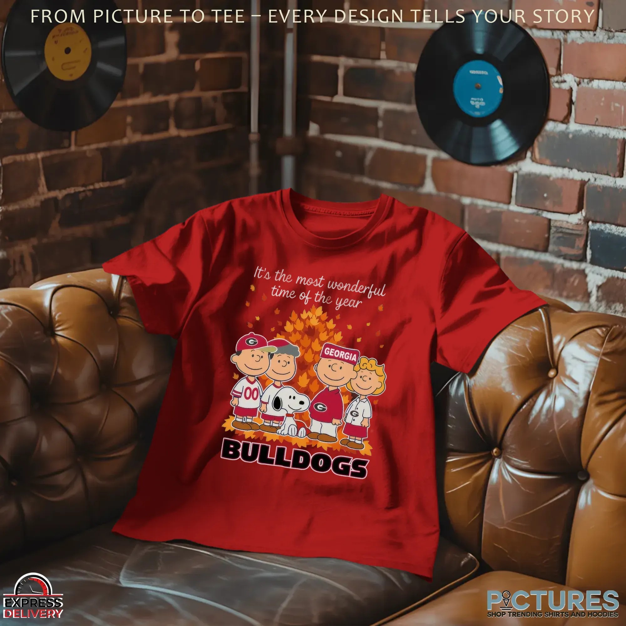 The Peanuts Snoopy And Friends Georgia Bulldogs Fall It’s The Most Wonderful Time Of The Year T Shirt