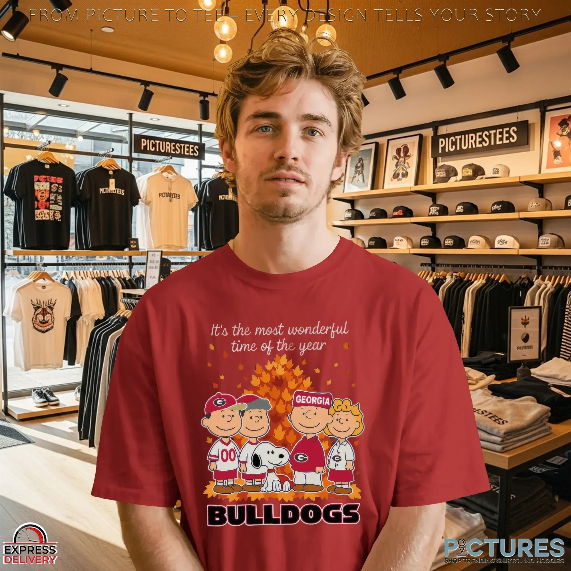 The Peanuts Snoopy And Friends Georgia Bulldogs Fall It’s The Most Wonderful Time Of The Year T Shirt