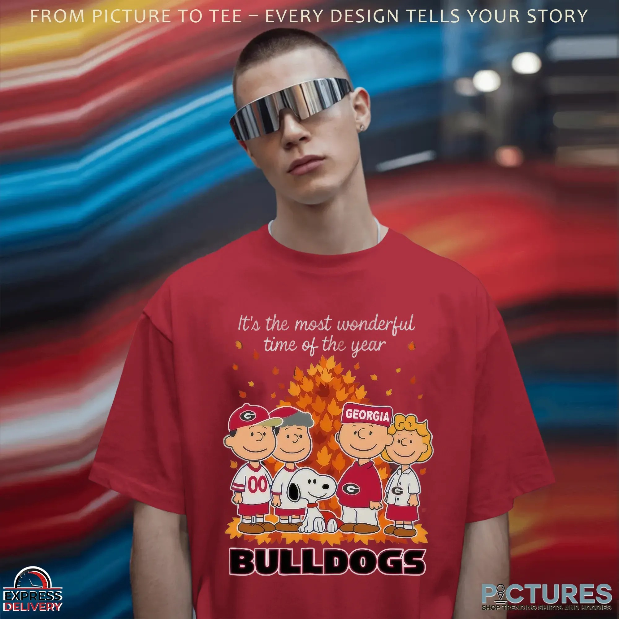 The Peanuts Snoopy And Friends Georgia Bulldogs Fall It’s The Most Wonderful Time Of The Year T Shirt