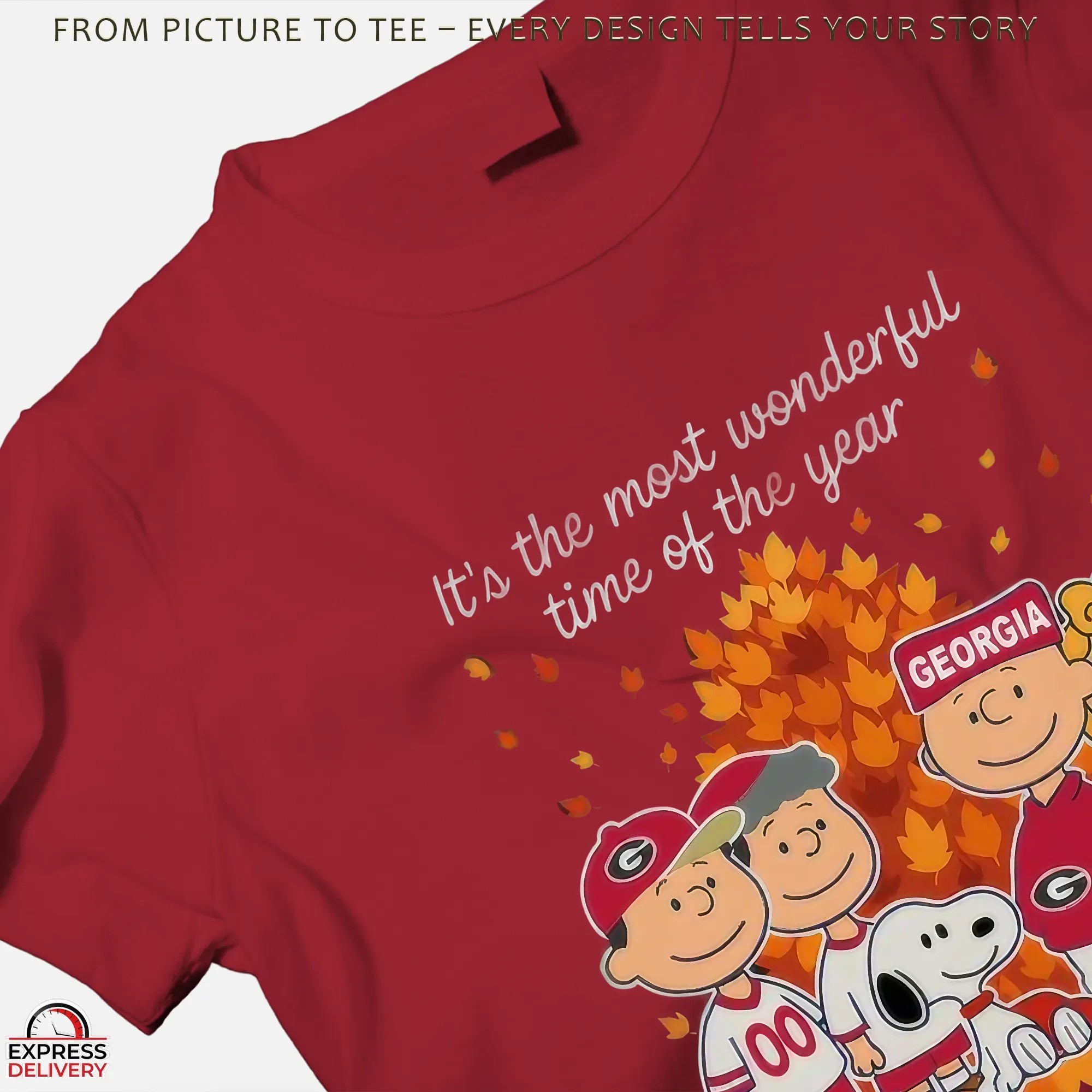 The Peanuts Snoopy And Friends Georgia Bulldogs Fall It’s The Most Wonderful Time Of The Year T Shirt