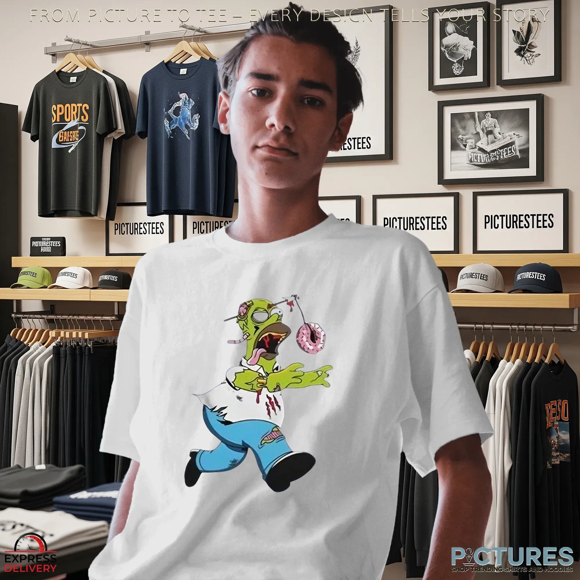 The Simpsons Homer Zombie Donut Head Treehouse of Horror Halloween Shirt