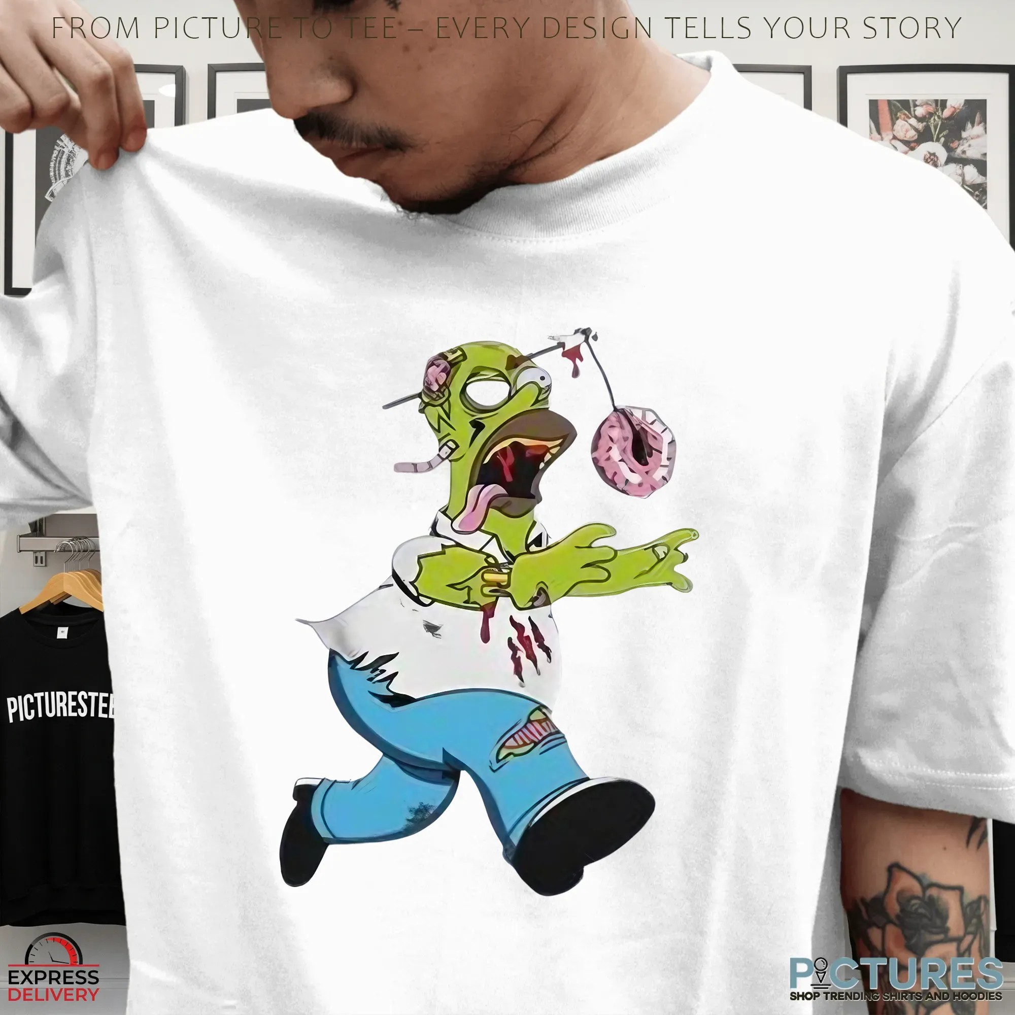 The Simpsons Homer Zombie Donut Head Treehouse of Horror Halloween Shirt