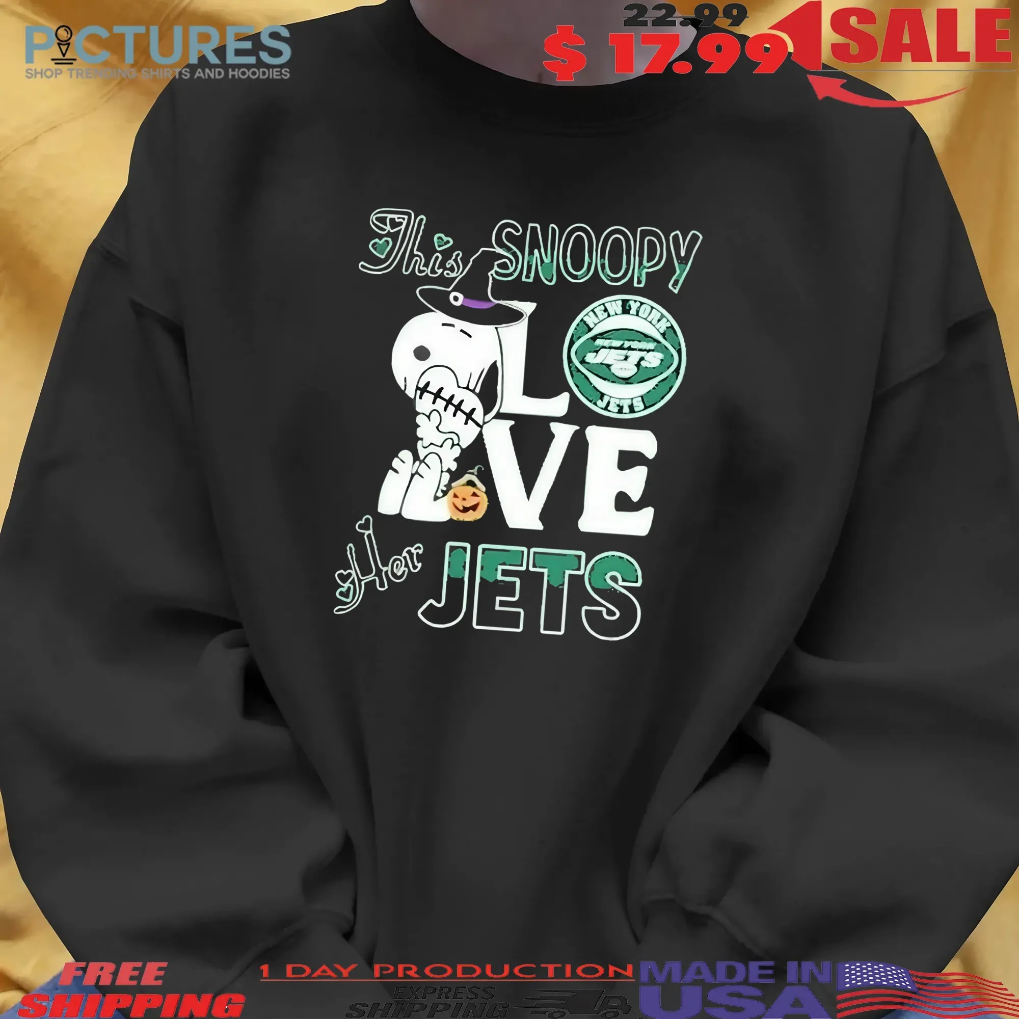 This Snoopy Love Her New York Jets The Peanuts Halloween T-shirts