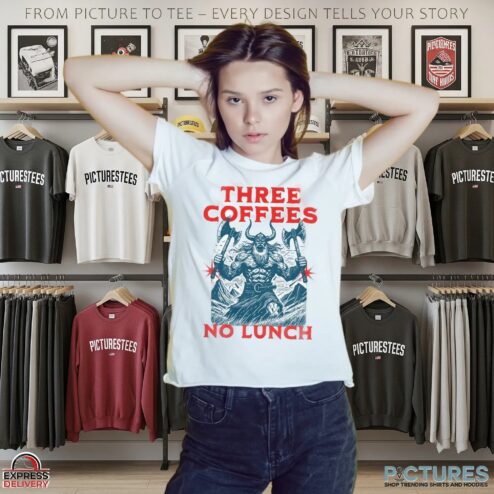 Three Coffees No Lunch Viking Warrior T Shirt