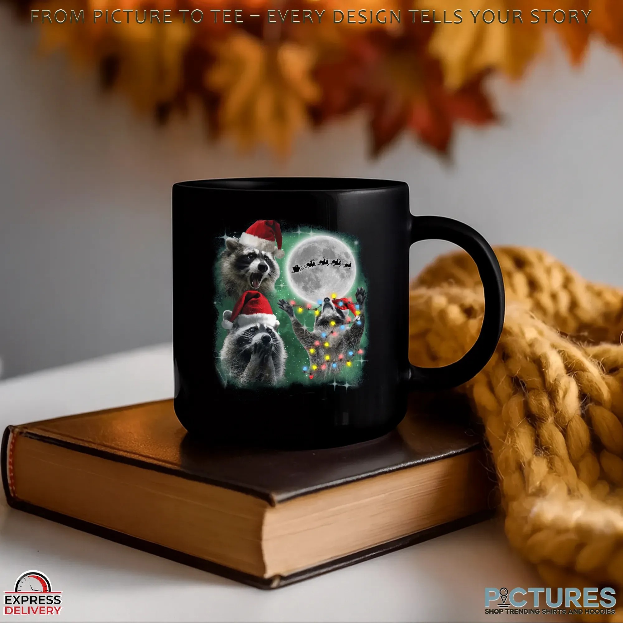 Three Raccoons With The Moon Alpha Wolf Parody Christmas T Shirt
