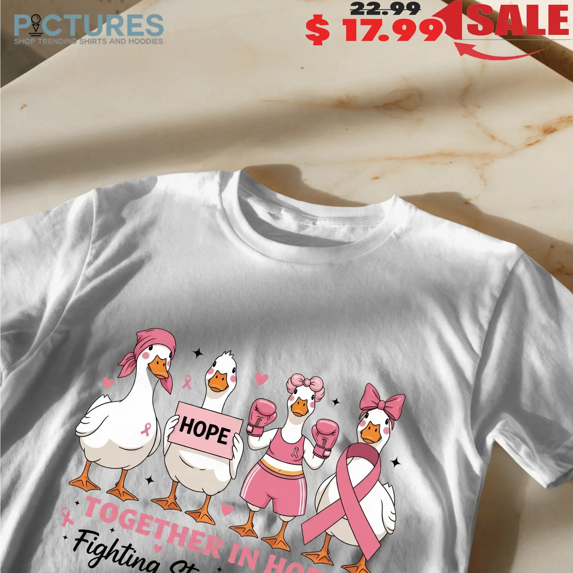 Together in Hope Breast Cancer Awareness, Fighting Strong in Pink Goose Shirt, Support Ribbon Pink October T Shirt