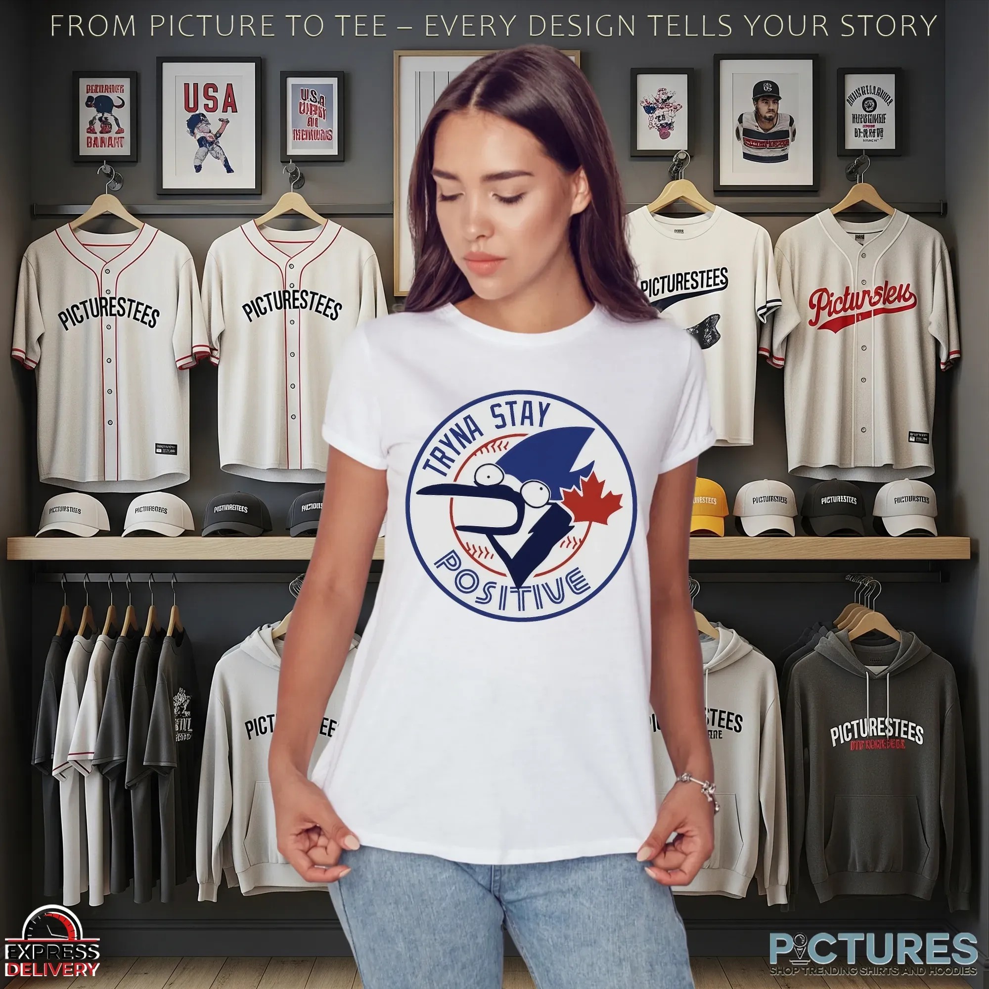 Toronto Blue Jays Tryna Stay Positive Parody Logo T Shirt