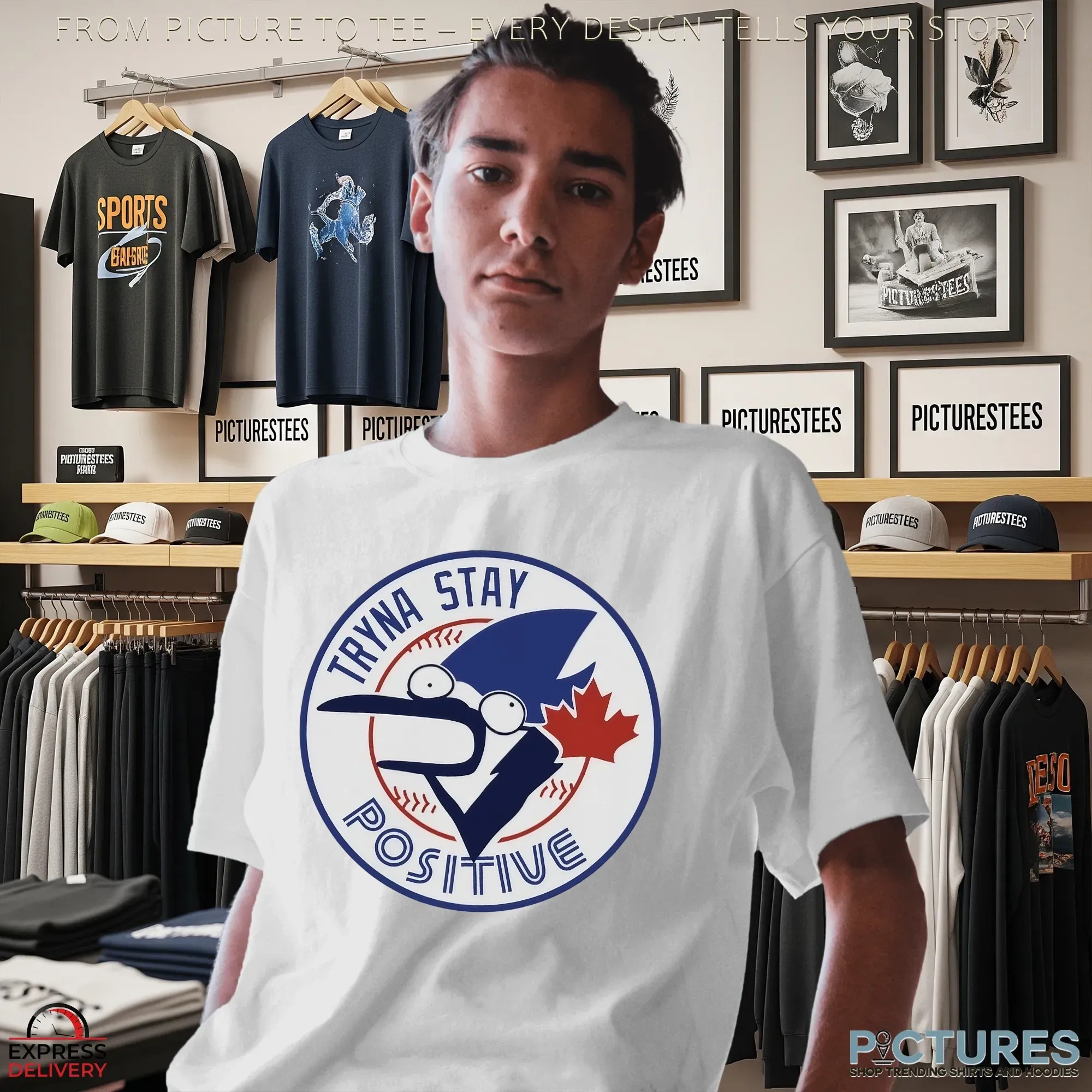 Toronto Blue Jays Tryna Stay Positive Parody Logo T Shirt
