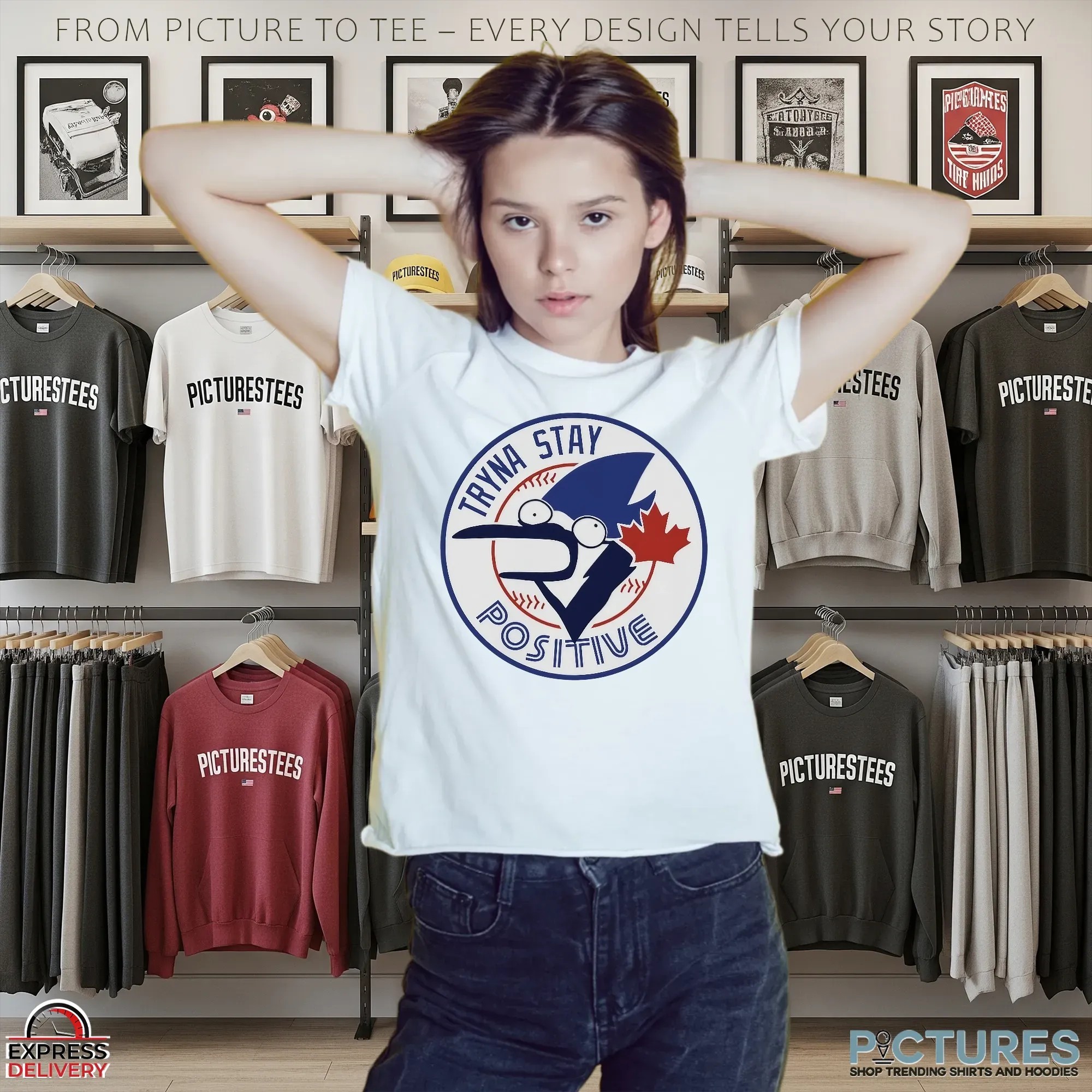 Toronto Blue Jays Tryna Stay Positive Parody Logo T Shirt