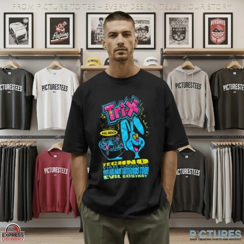 Trix Bunny Techno Fruit Flavored Fun Your Ears Have Tastebuds Too Evil Ecstasy T Shirt