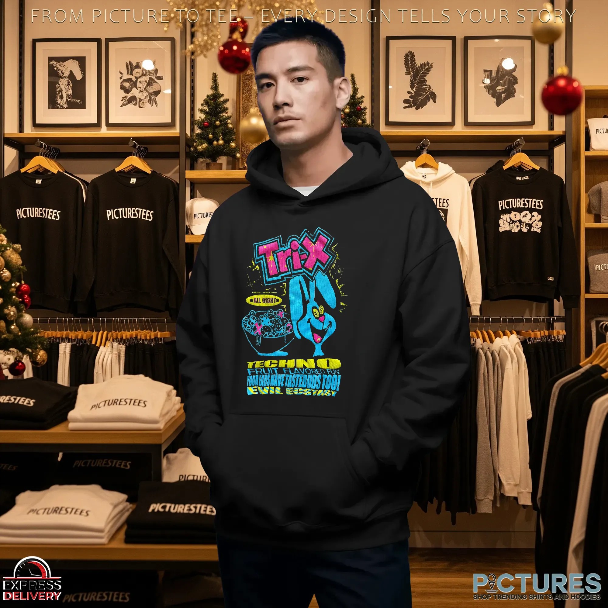 Trix Bunny Techno Fruit Flavored Fun Your Ears Have Tastebuds Too Evil Ecstasy T Shirt