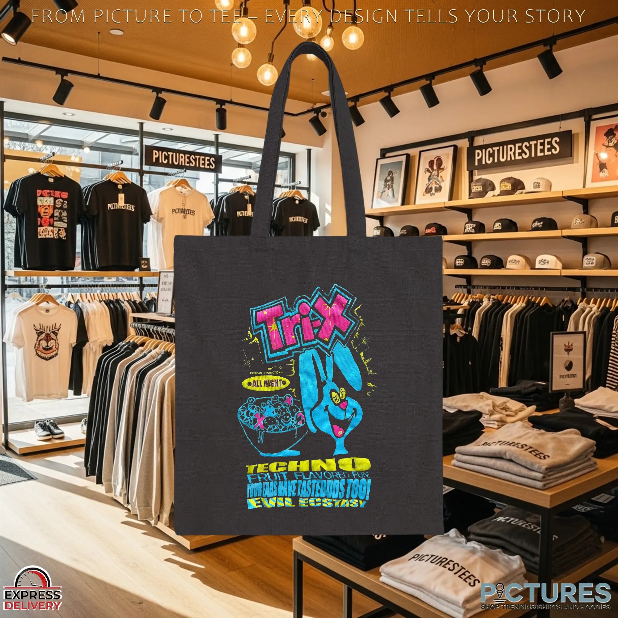 Trix Bunny Techno Fruit Flavored Fun Your Ears Have Tastebuds Too Evil Ecstasy T Shirt
